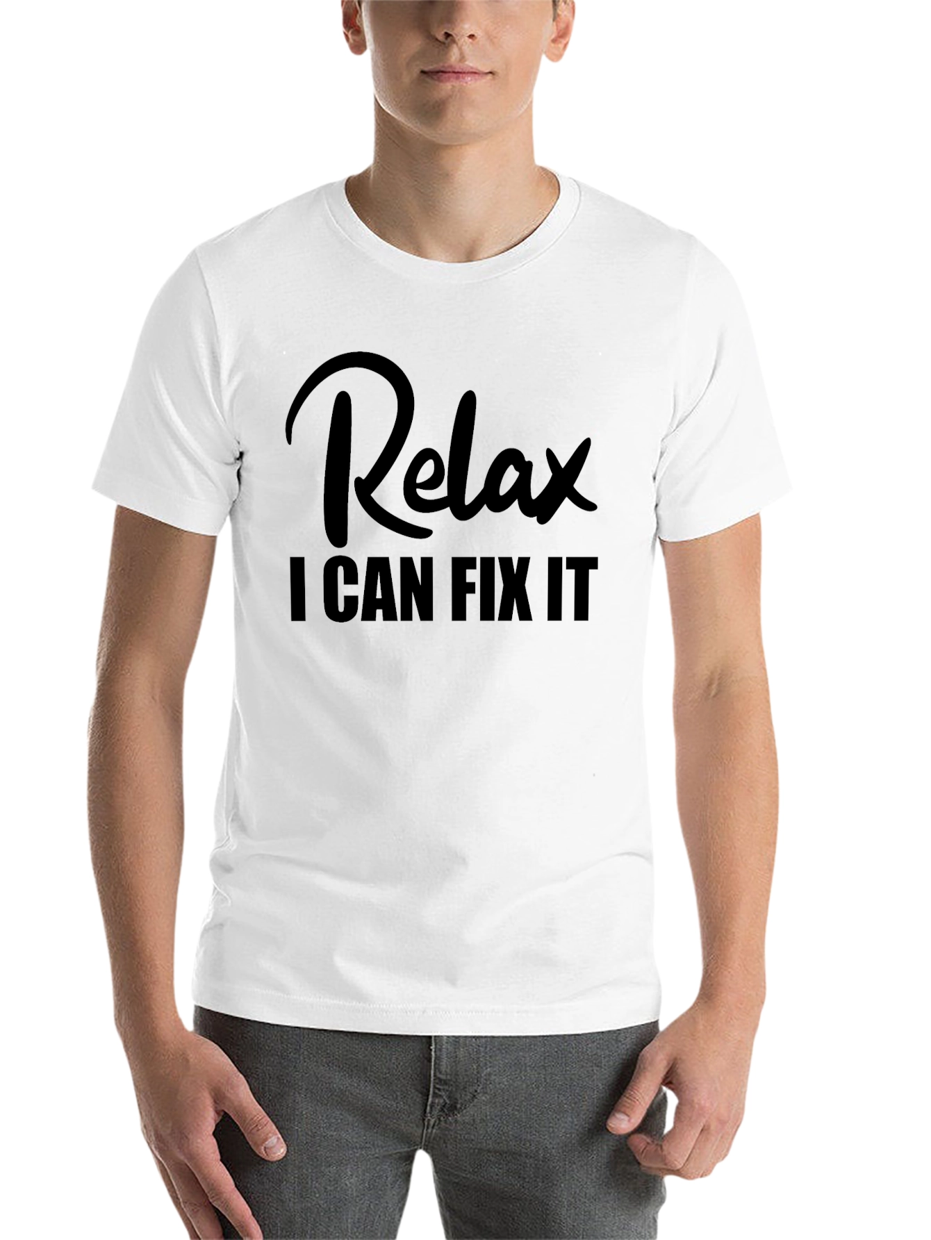 Black Relax I Can Fix It - Funny T-Shirt view 14