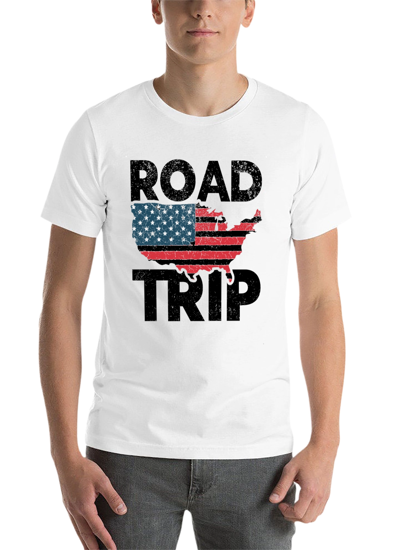 Black Road Trip USA Flag Graphic Tee view 14