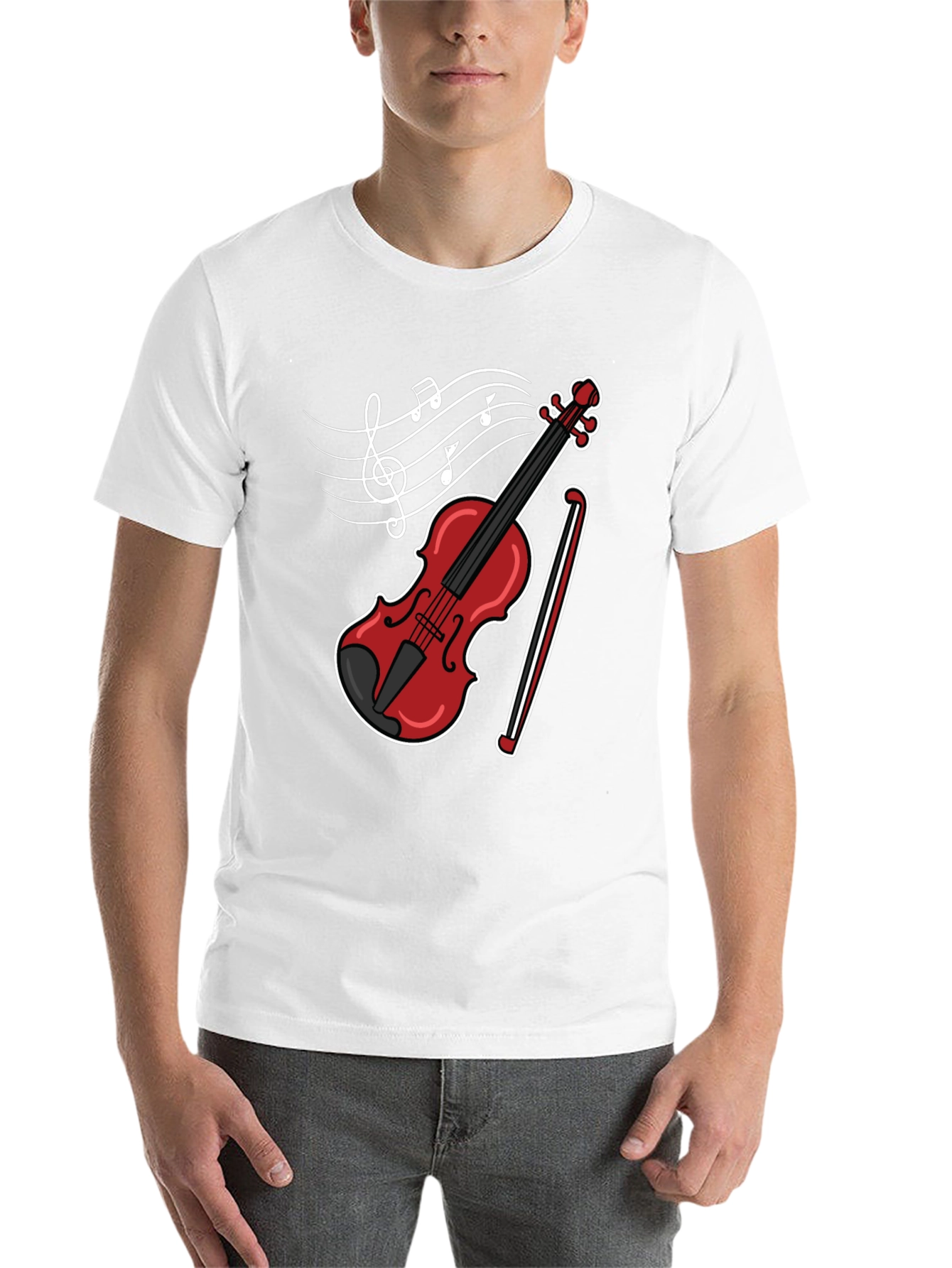 Black Musical Violin Graphic T-Shirt view 14