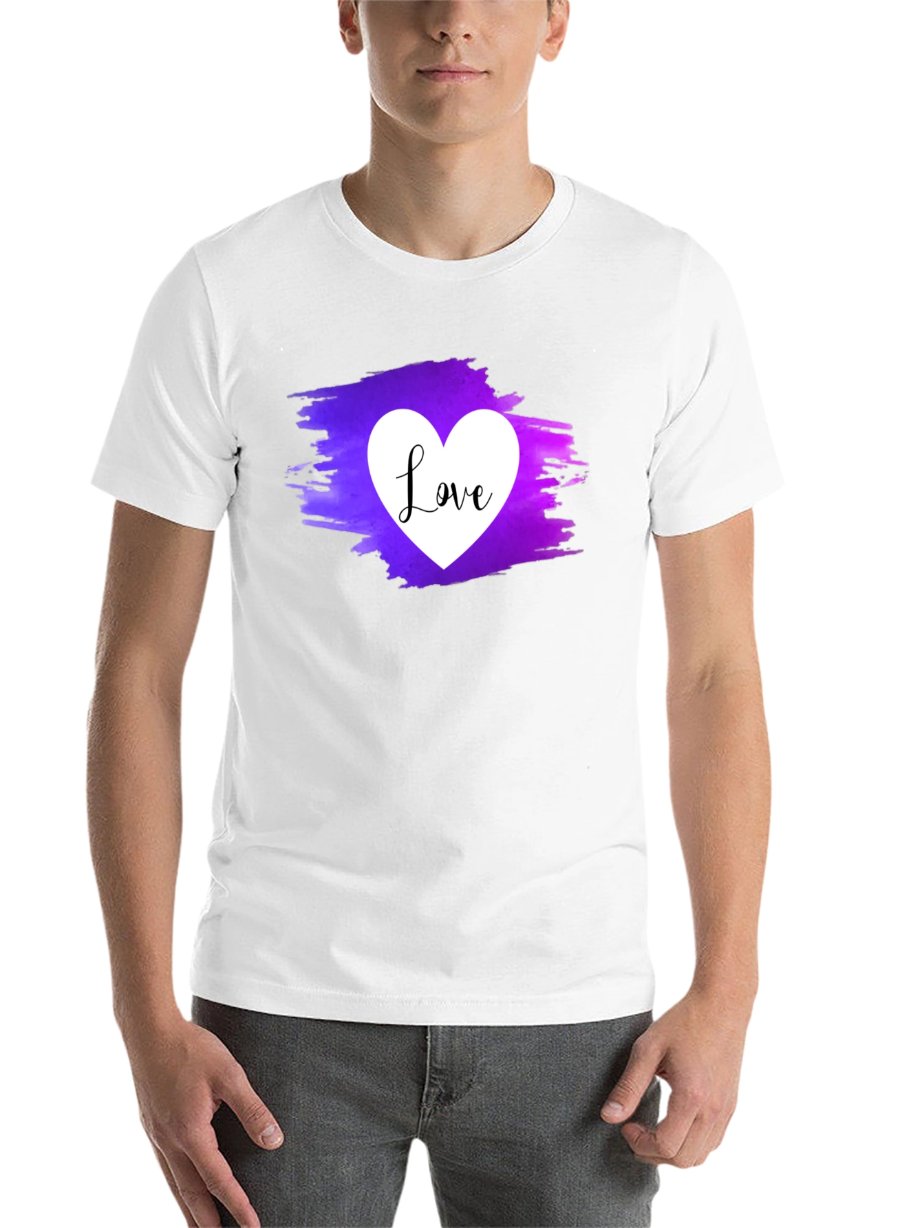 Black Love Heart Graphic Tee - Purple & White Print view 14