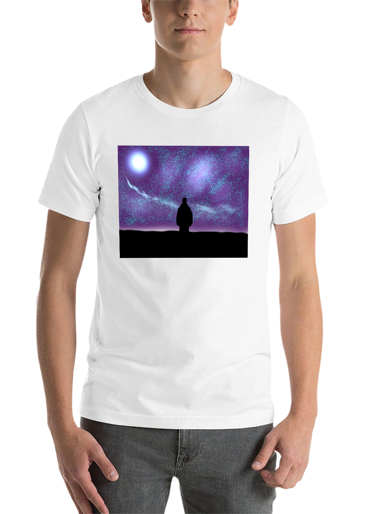 Black Starry Night Graphic Tee - Unisex Black T-Shirt view 14