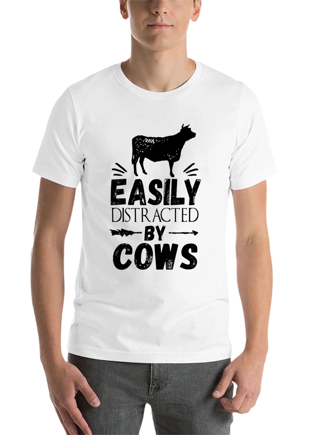 Black Easily Distracted By Cows Graphic T-Shirt view 14