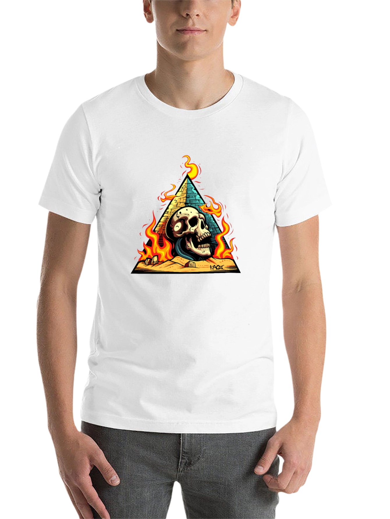 Black Skull Pyramid Graphic Tee - Men's Black T-Shirt view 14