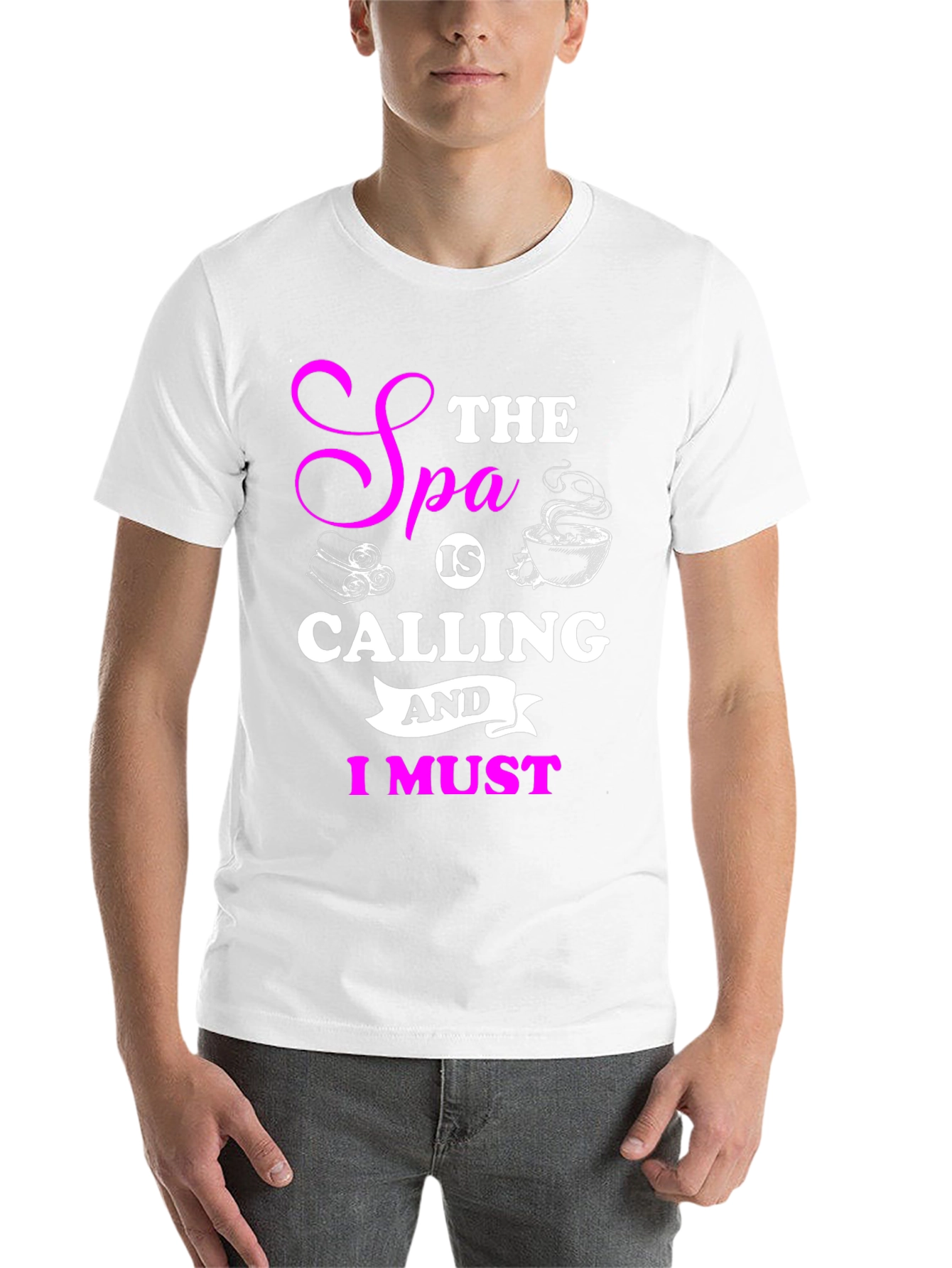 Black Spa Calling Black T-Shirt - Relax & Unwind! view 14