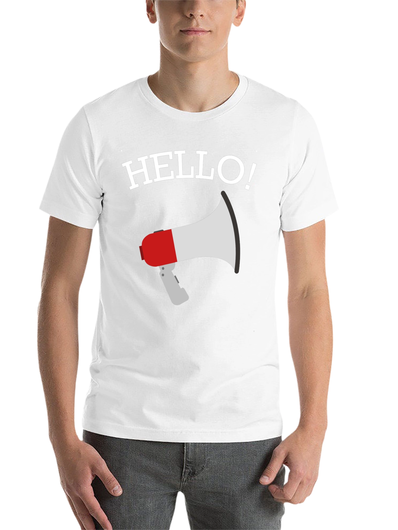 Black Hello Megaphone Graphic Tee - Mens Black T-Shirt view 14