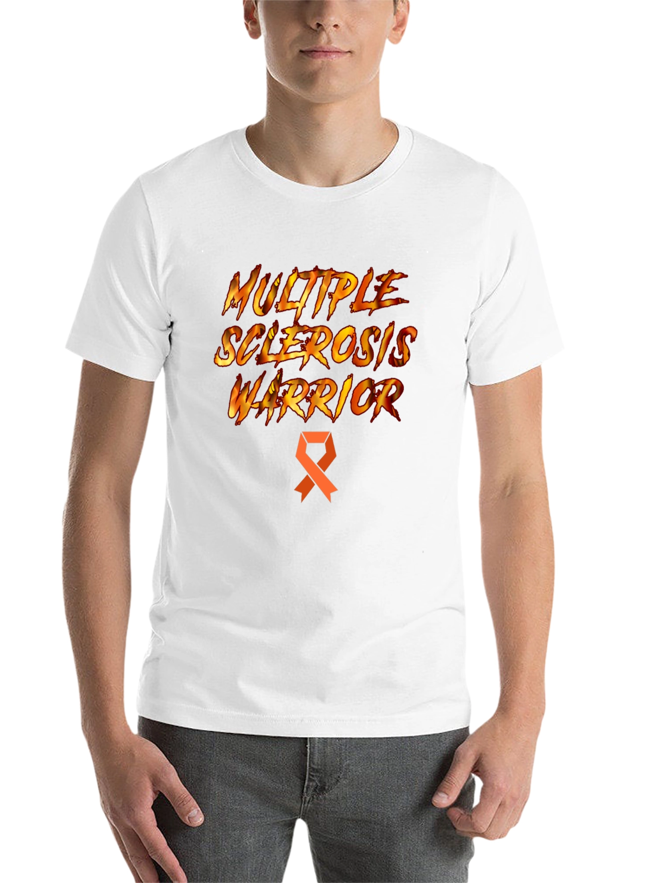 Black Multiple Sclerosis Warrior T-Shirt - Awareness Ribbon view 14