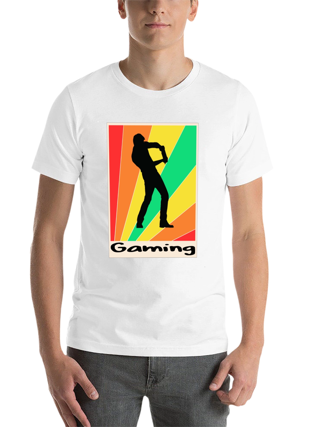 Black Gaming T-Shirt Retro Gamer Silhouette Graphic Tee view 14