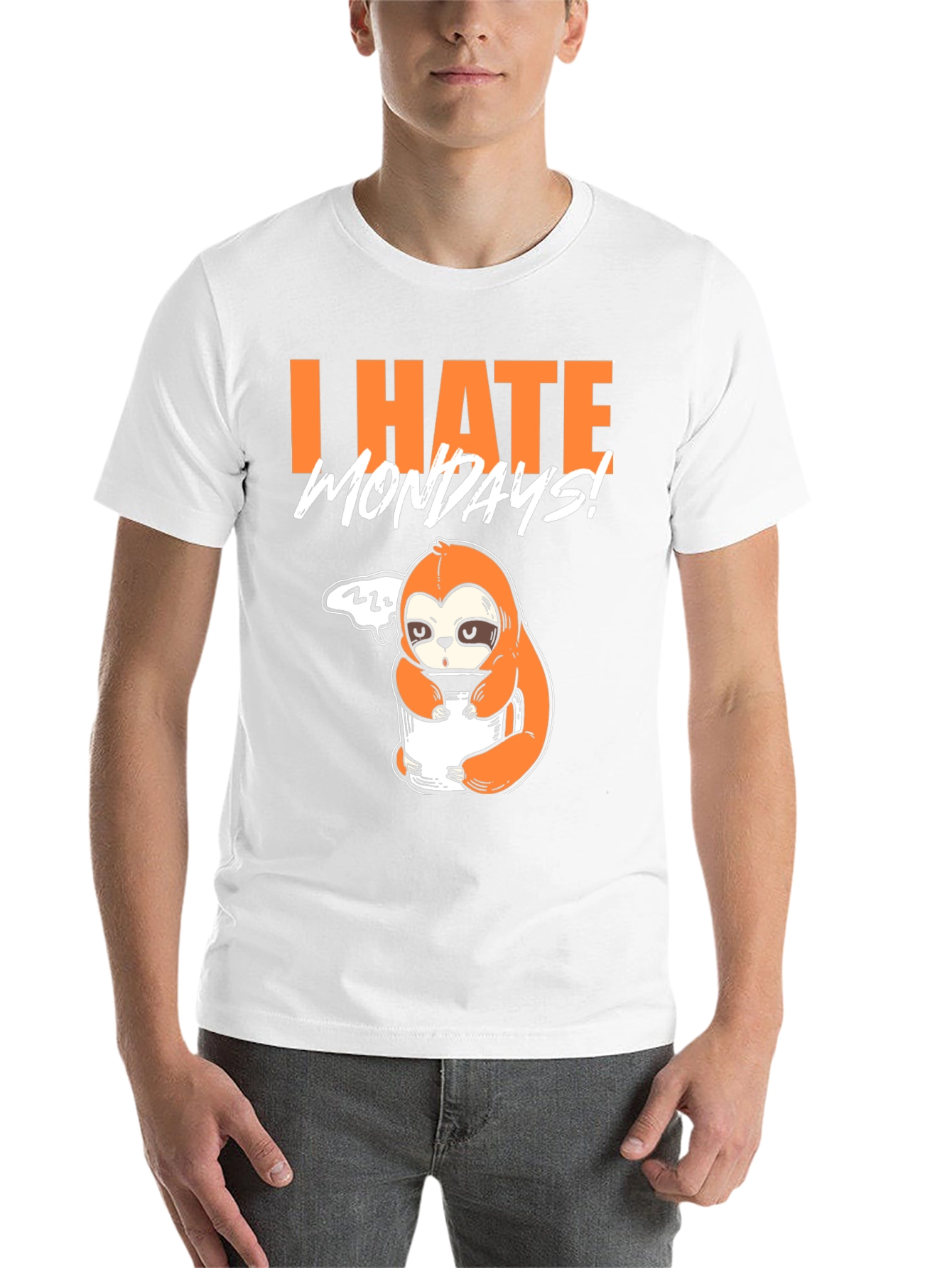 Black I Hate Mondays Sloth T-Shirt - Funny Graphic Tee view 14
