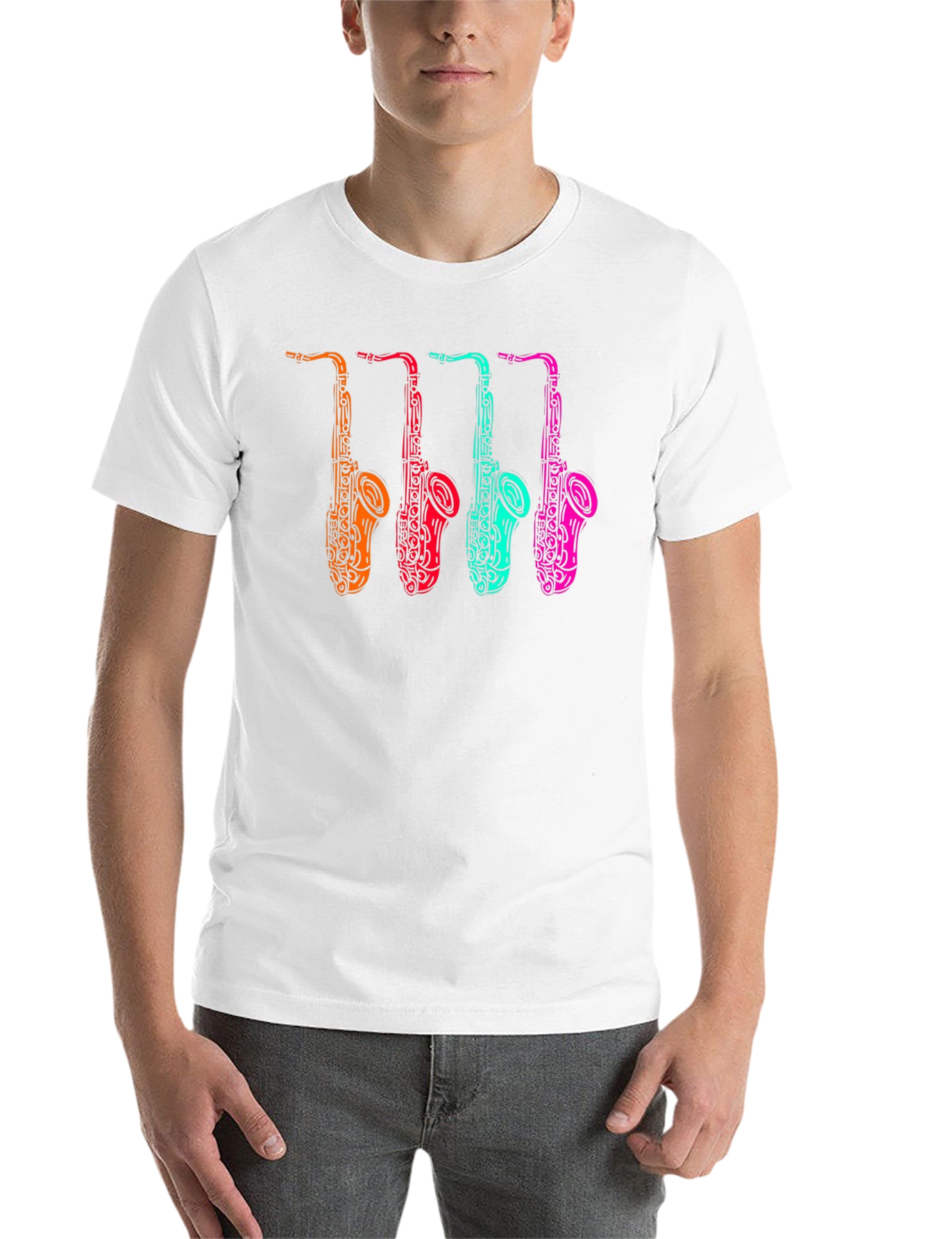 Black Cool Saxophone Graphic Tee - Musician Style view 14