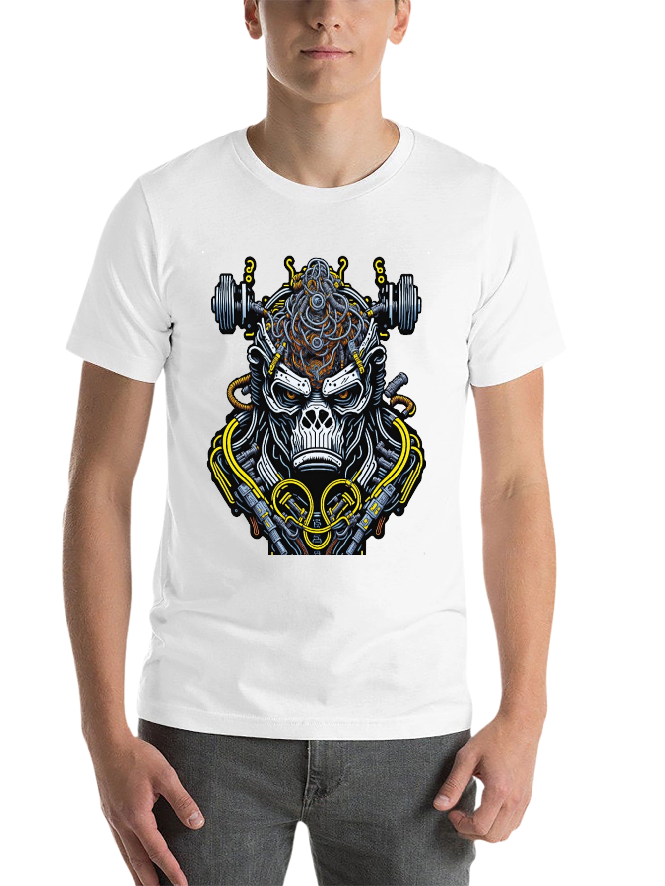Black Cyborg Gorilla Black Graphic Tee view 14
