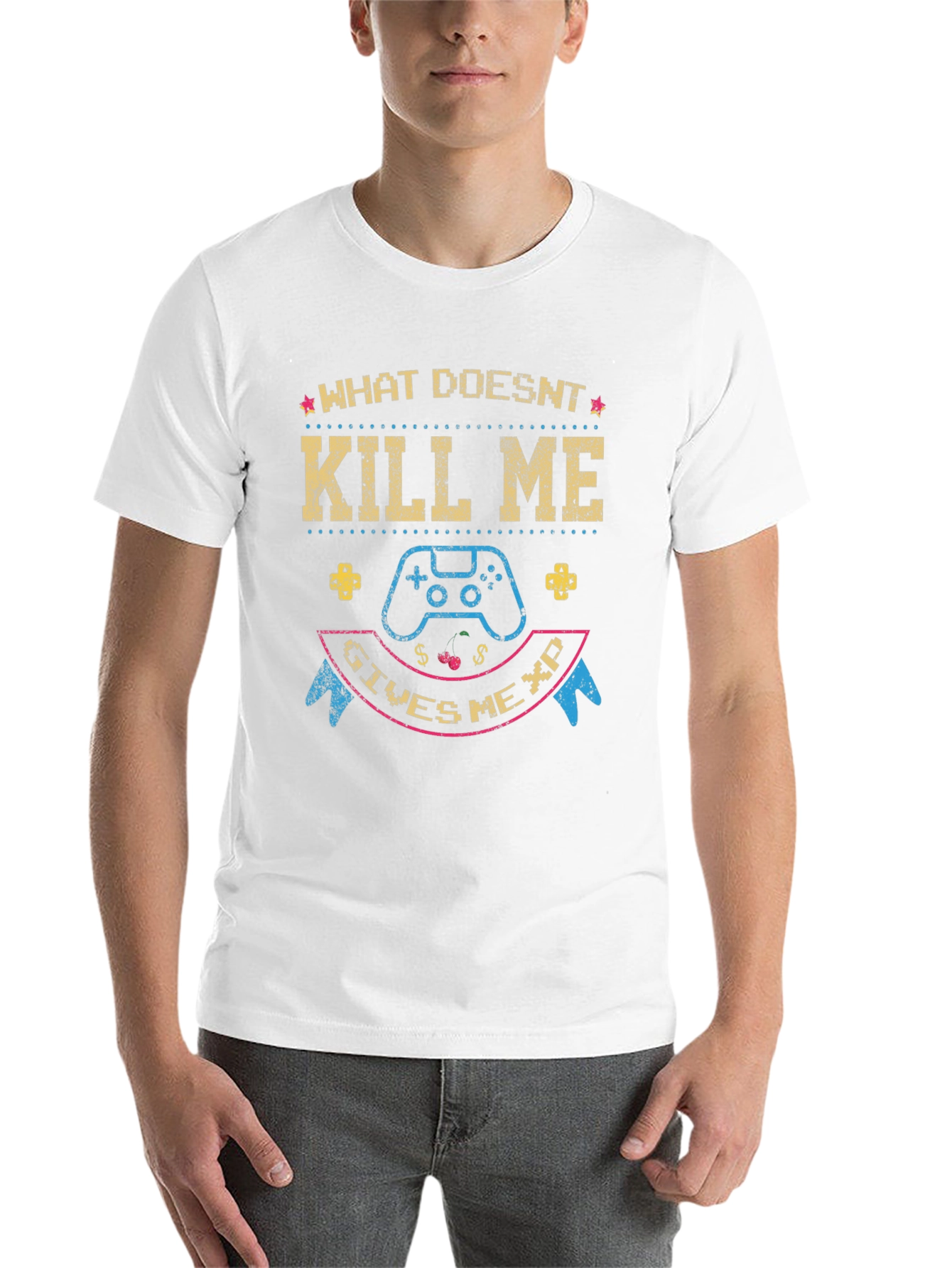 Black Gamer T-Shirt: What Doesn't Kill Me Gives Me XP view 14