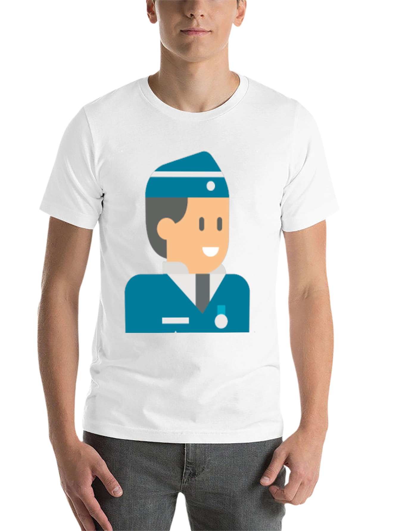 Black Cartoon Naval Officer Black T-Shirt view 14