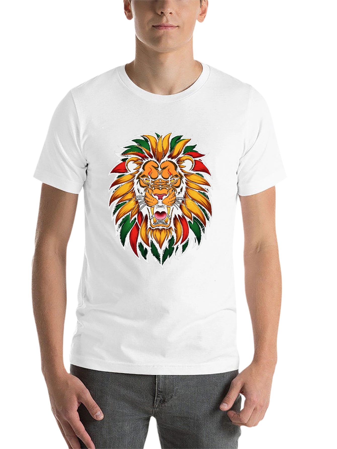 Black Lion Rastafarian Rasta Colors Graphic T-Shirt view 14