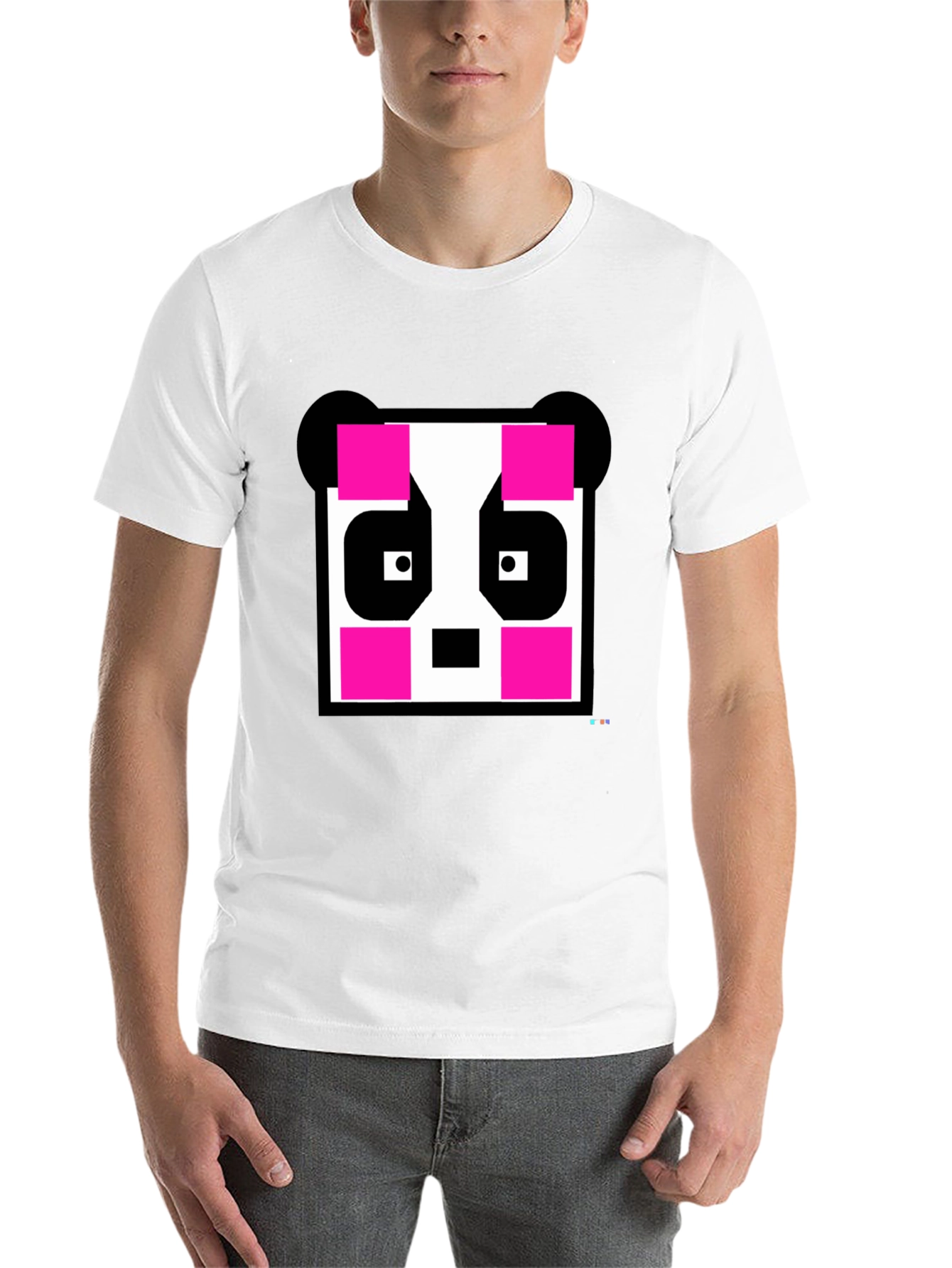 Black Pixel Panda Graphic Tee - Black Crew Neck view 14