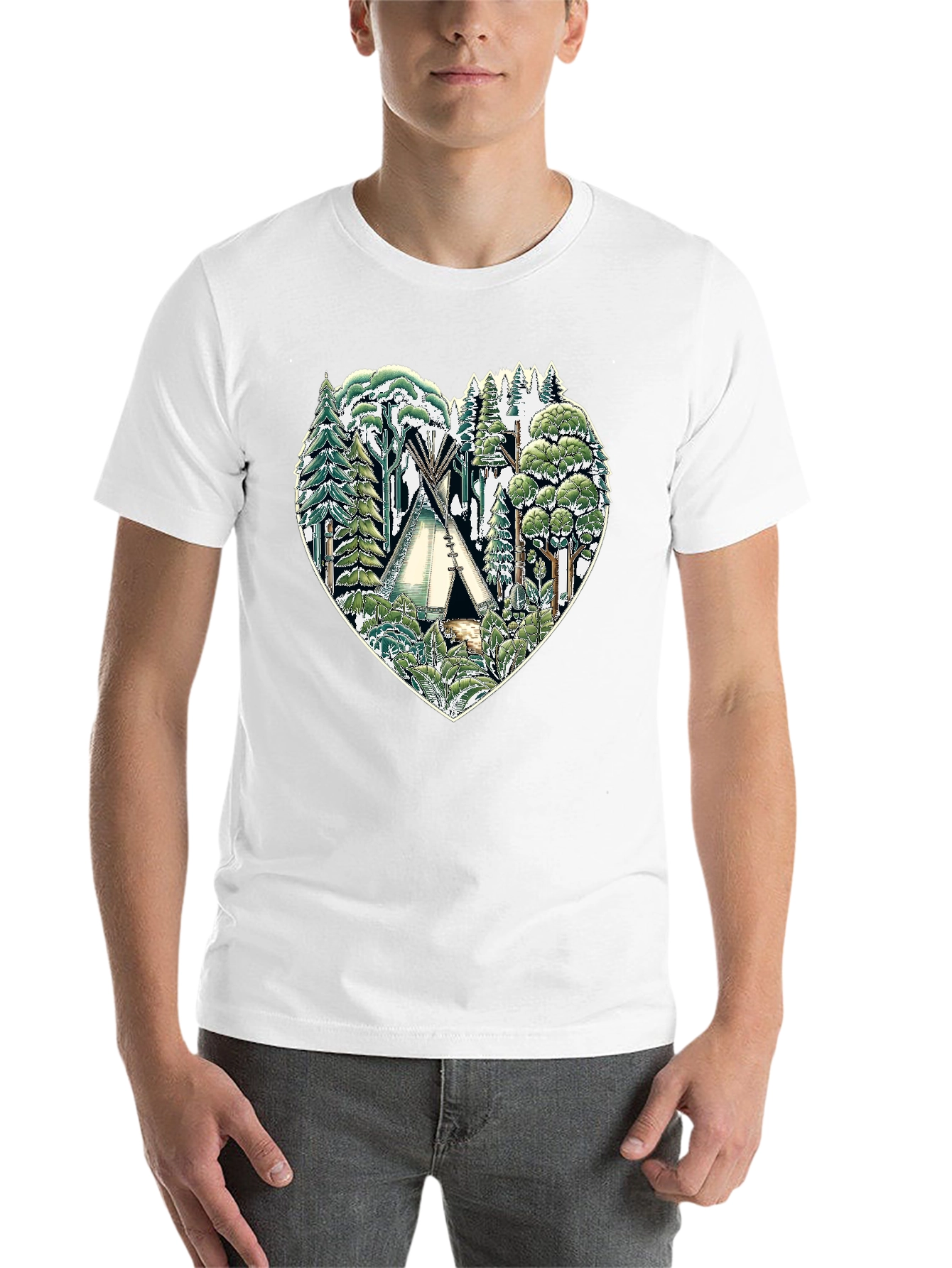 Nature Heart Tee: Tipi Forest Graphic Print T-Shirt - 14