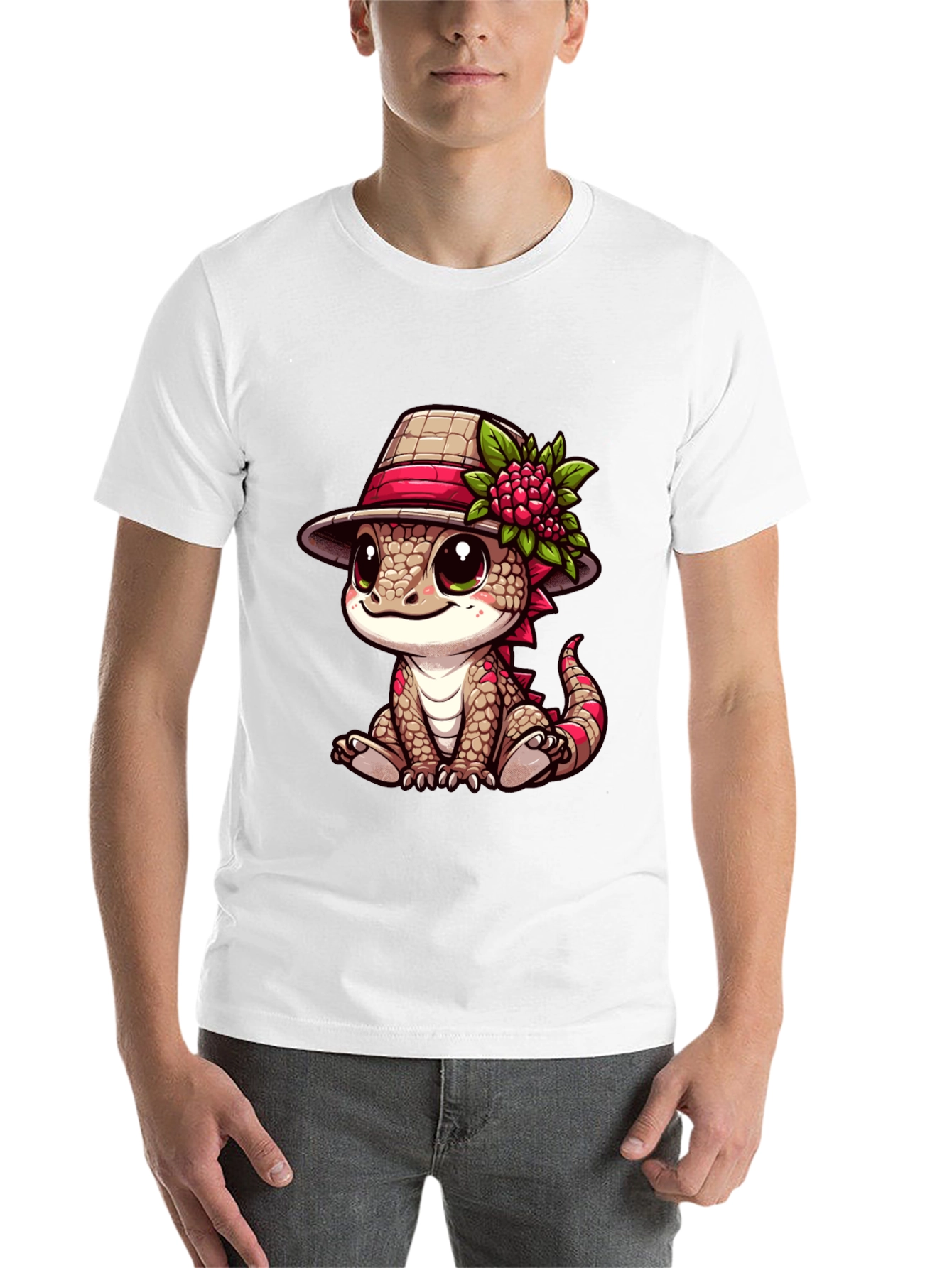 Black Cute Cartoon Lizard T-Shirt view 14
