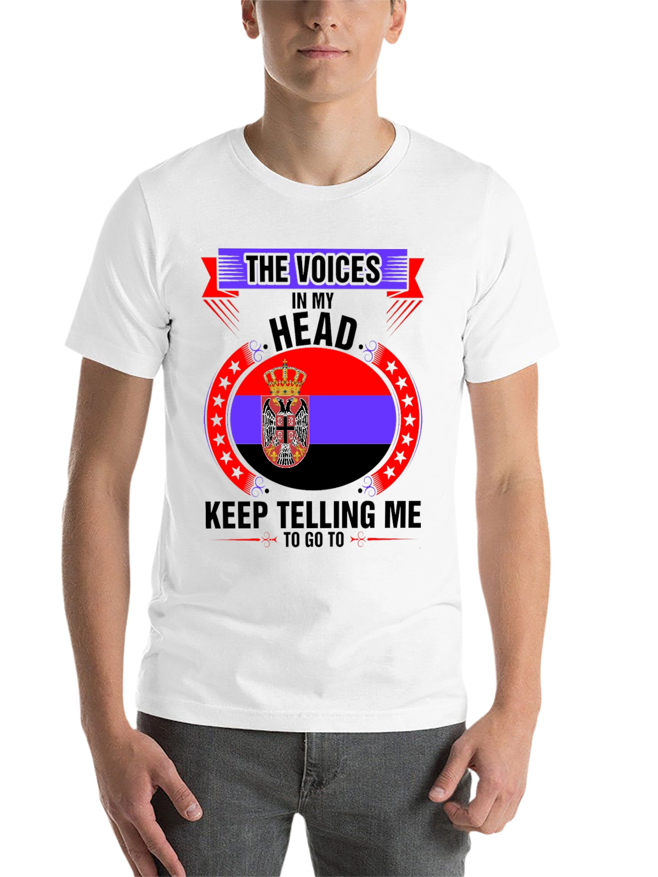Black Serbia Flag T-Shirt - Voices In My Head view 14