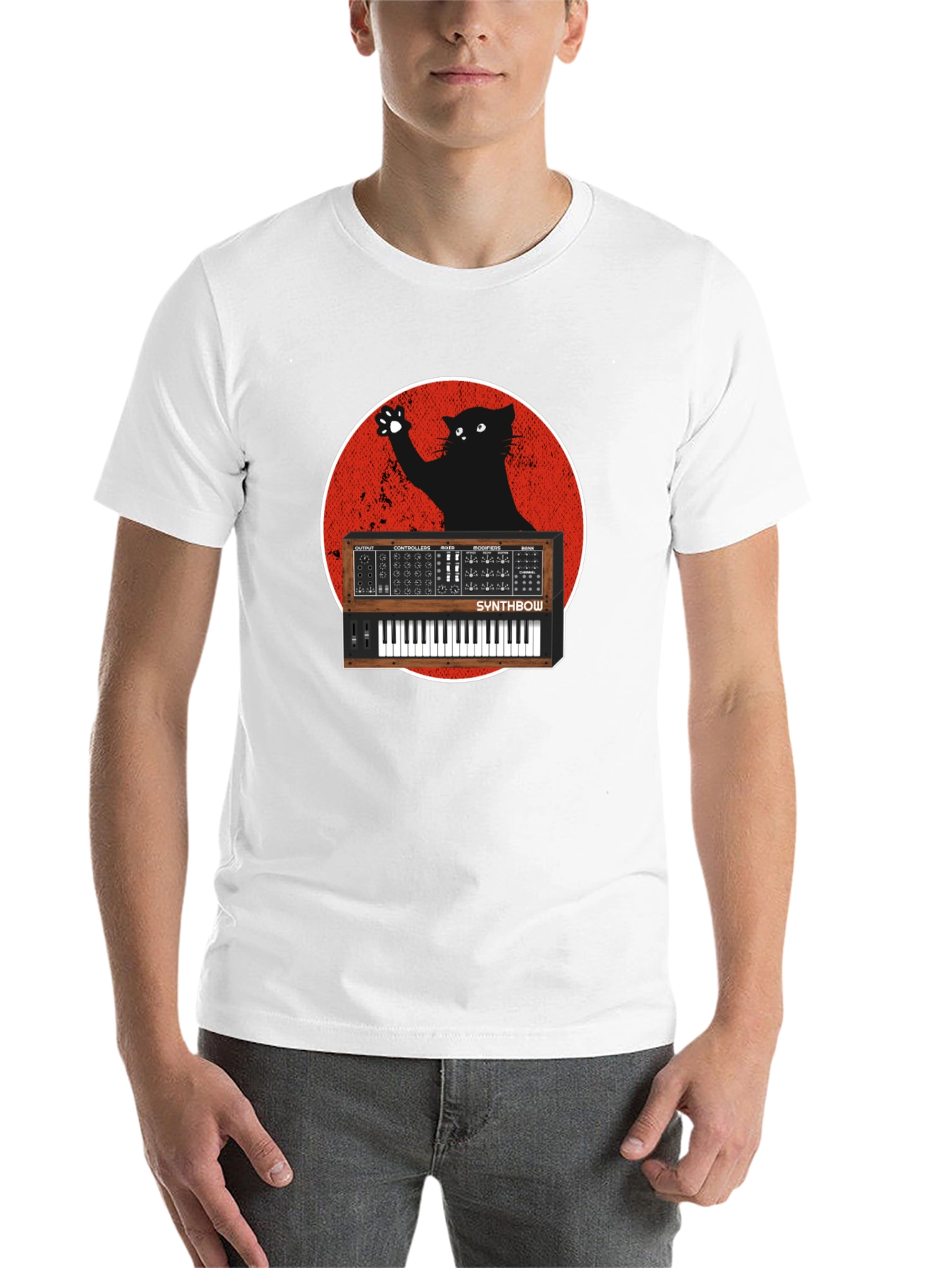 Black Synth Cat Graphic T-Shirt - Black view 14