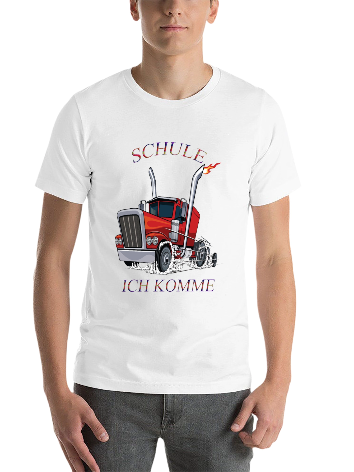 Black Truck Driver T-Shirt - Schule Ich Komme - Black view 14