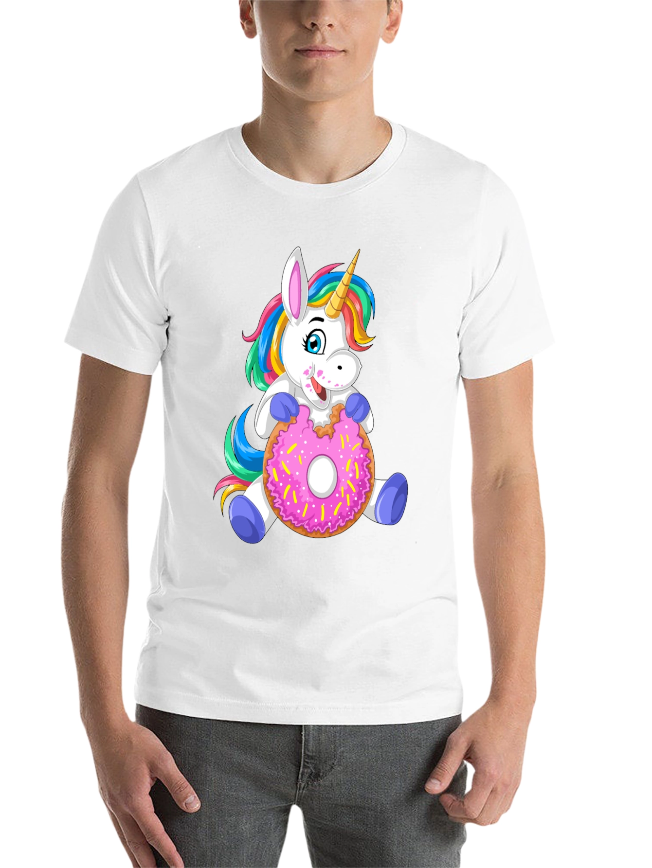 Black Unicorn Donut T-Shirt - Cute Cartoon Tee view 14