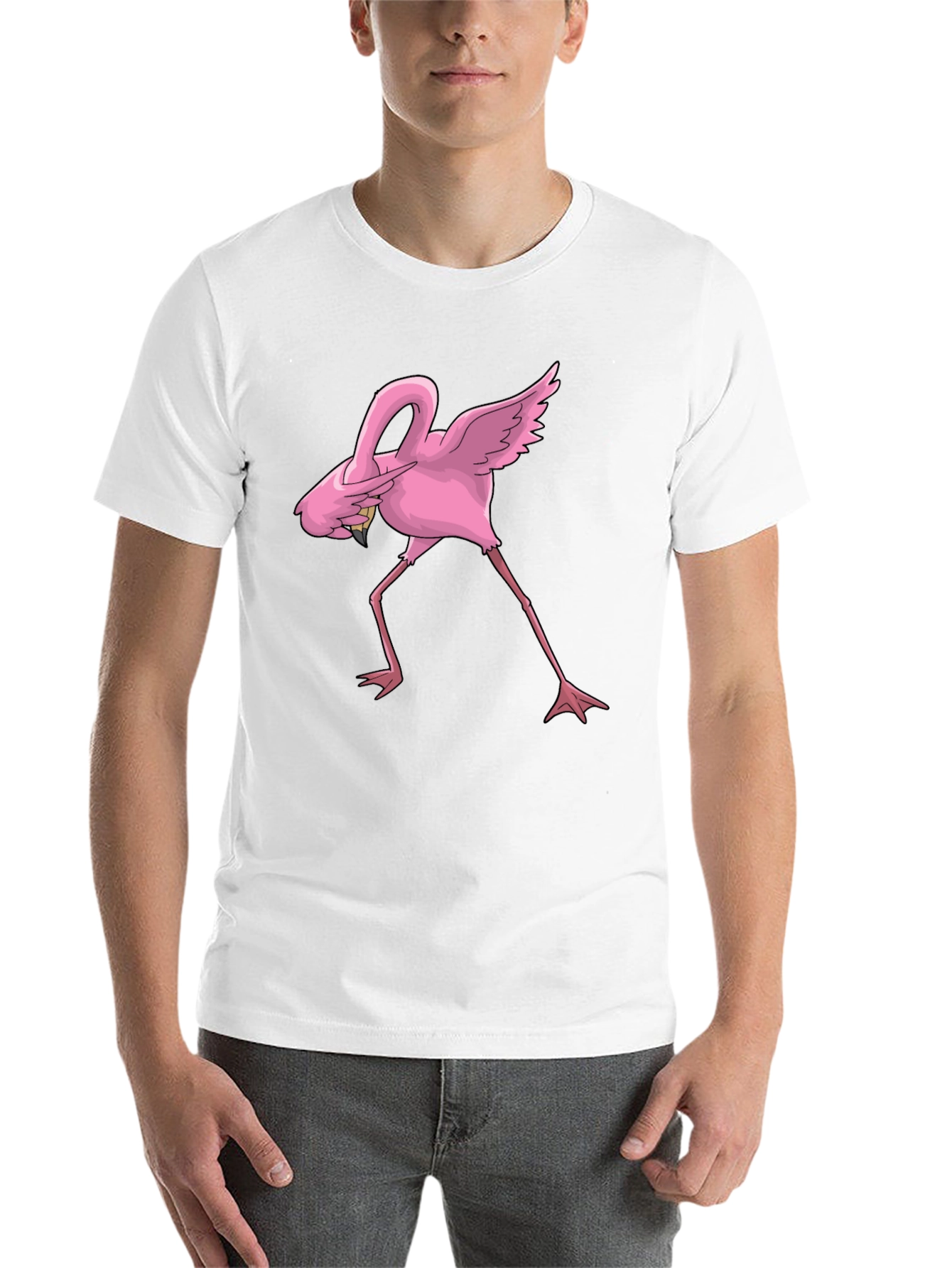 Black Dabbing Flamingo Graphic Tee - Black Cotton Blend view 14