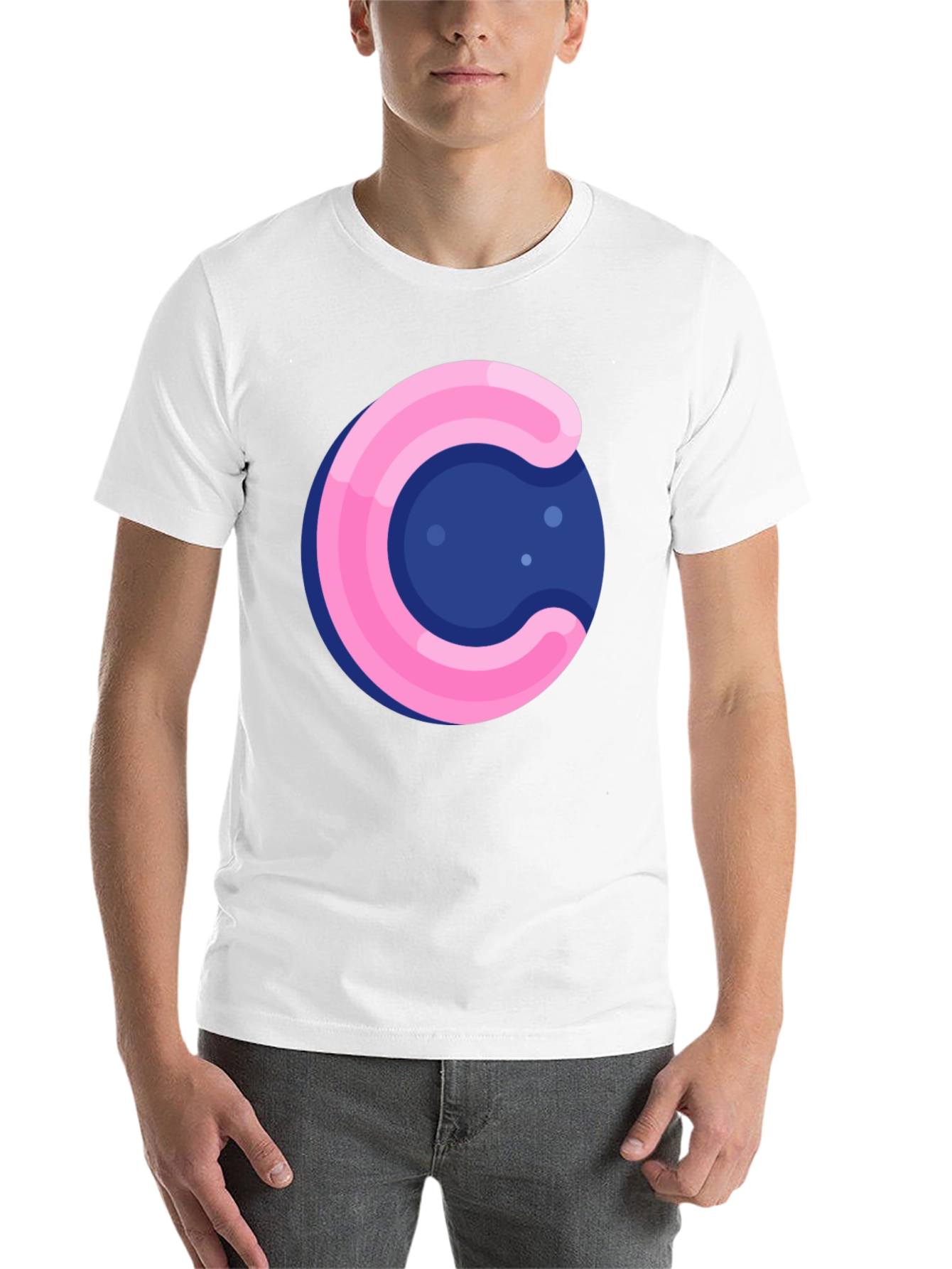 Black Funky Circle T-Shirt - Pink & Blue Design view 14