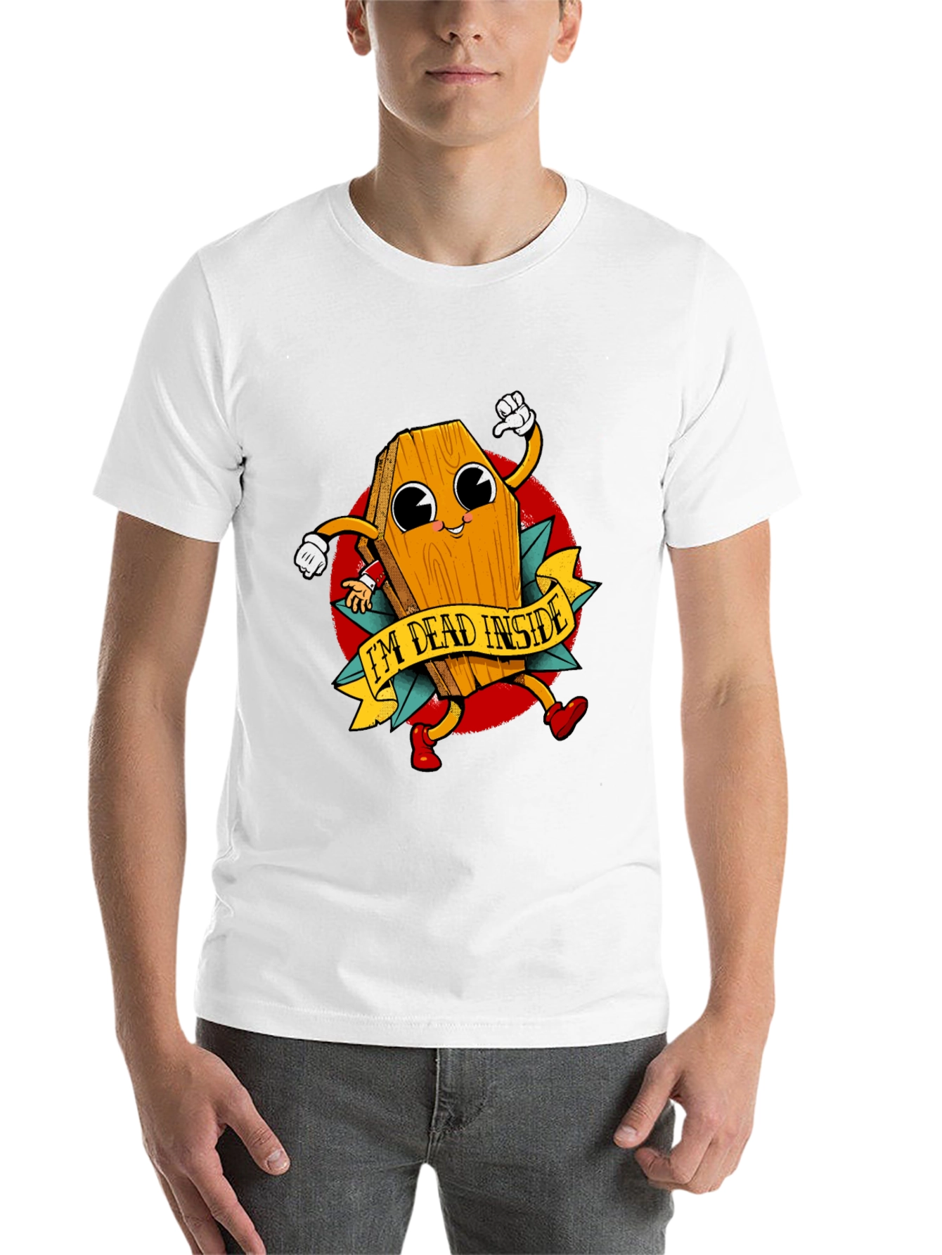 Black I'm Dead Inside Graphic Tee - Humor Coffin T-Shirt view 14