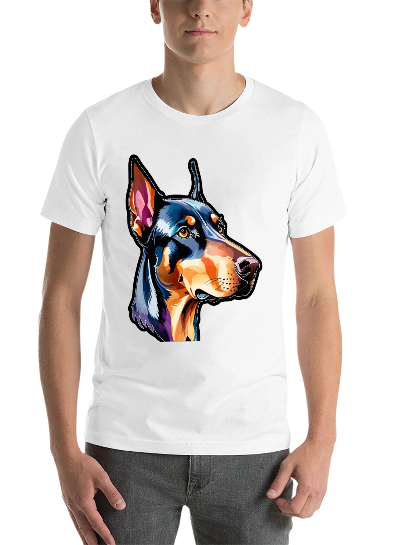 Black Doberman Dog Breed Graphic T-Shirt view 14