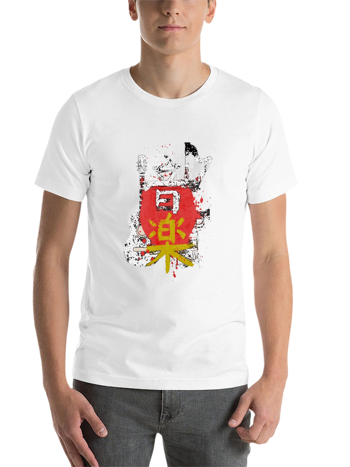 Black Japanese Music Art T-Shirt - Unique Graphic Tee view 14