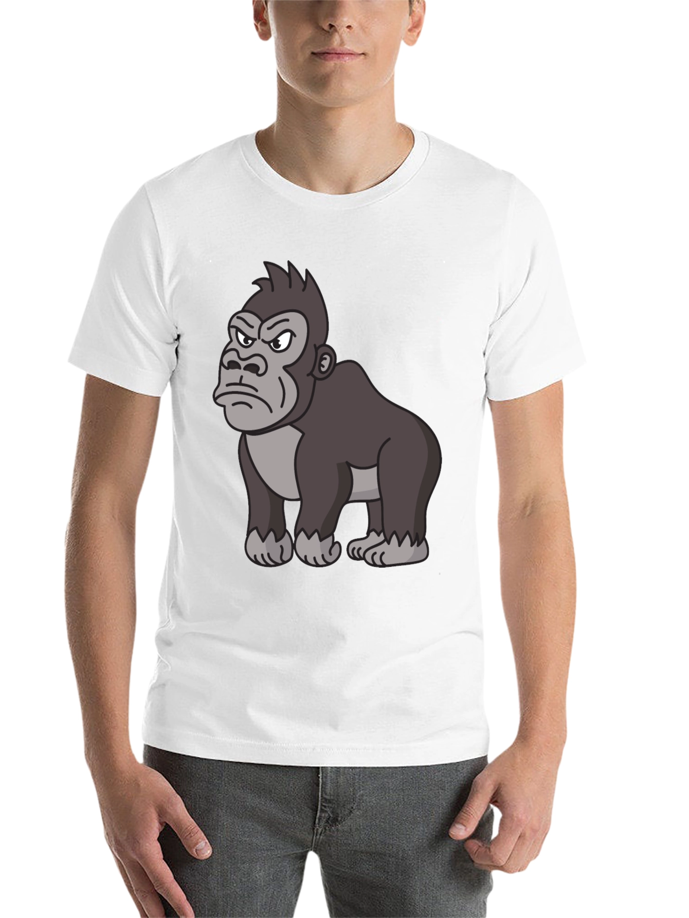 Black Angry Gorilla Cartoon Black T-Shirt view 14