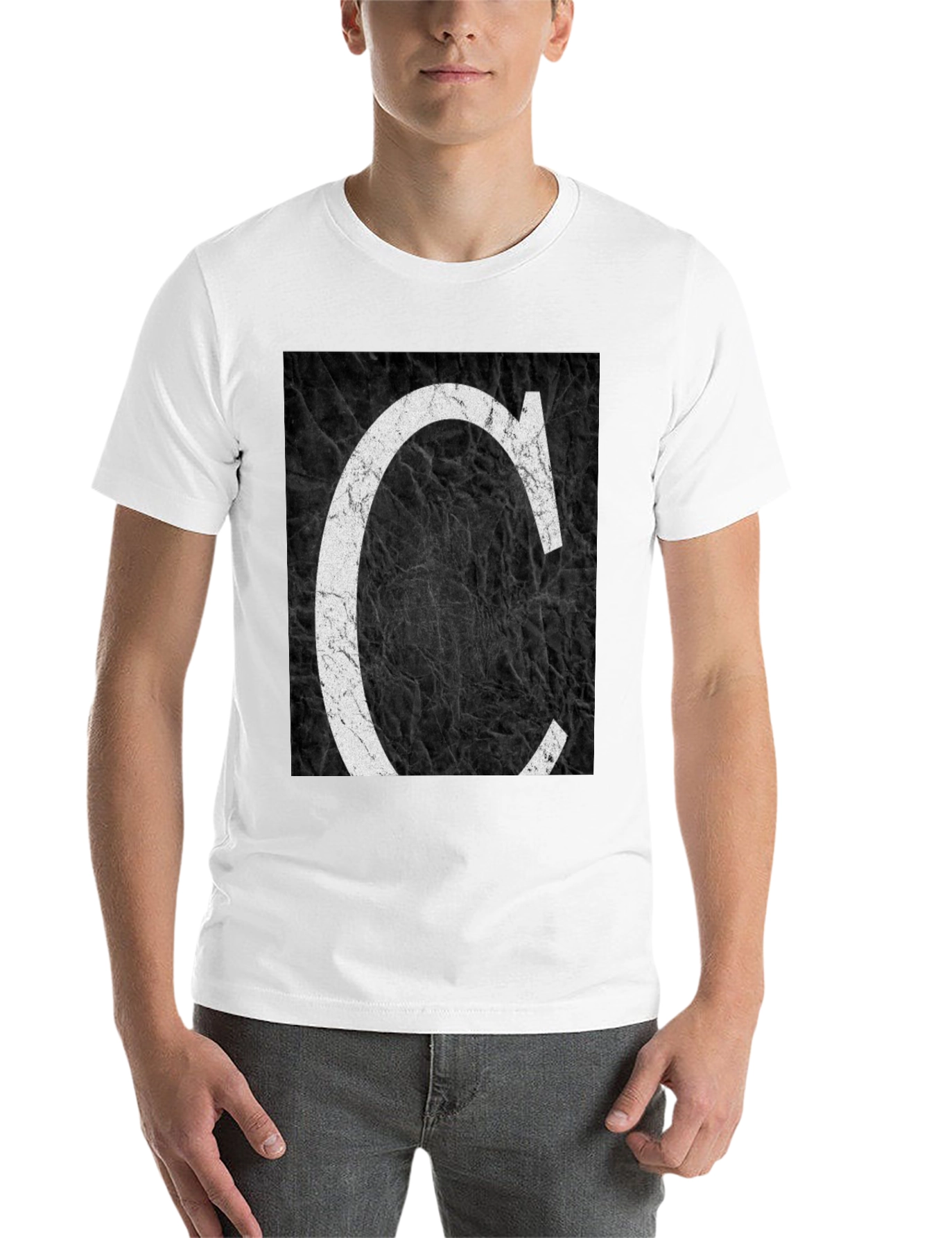 Black Letter C Graphic Tee - Distressed Print view 14