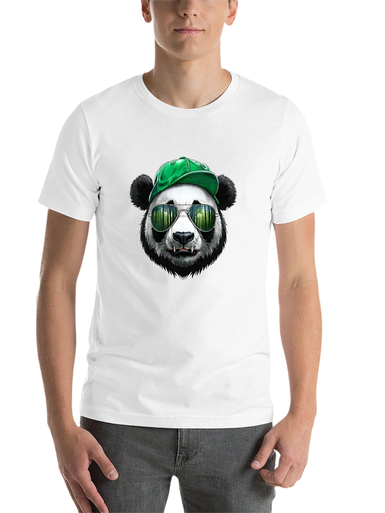 Black Cool Panda Tee with Hat & Shades - Unique Graphic T-Shirt view 14
