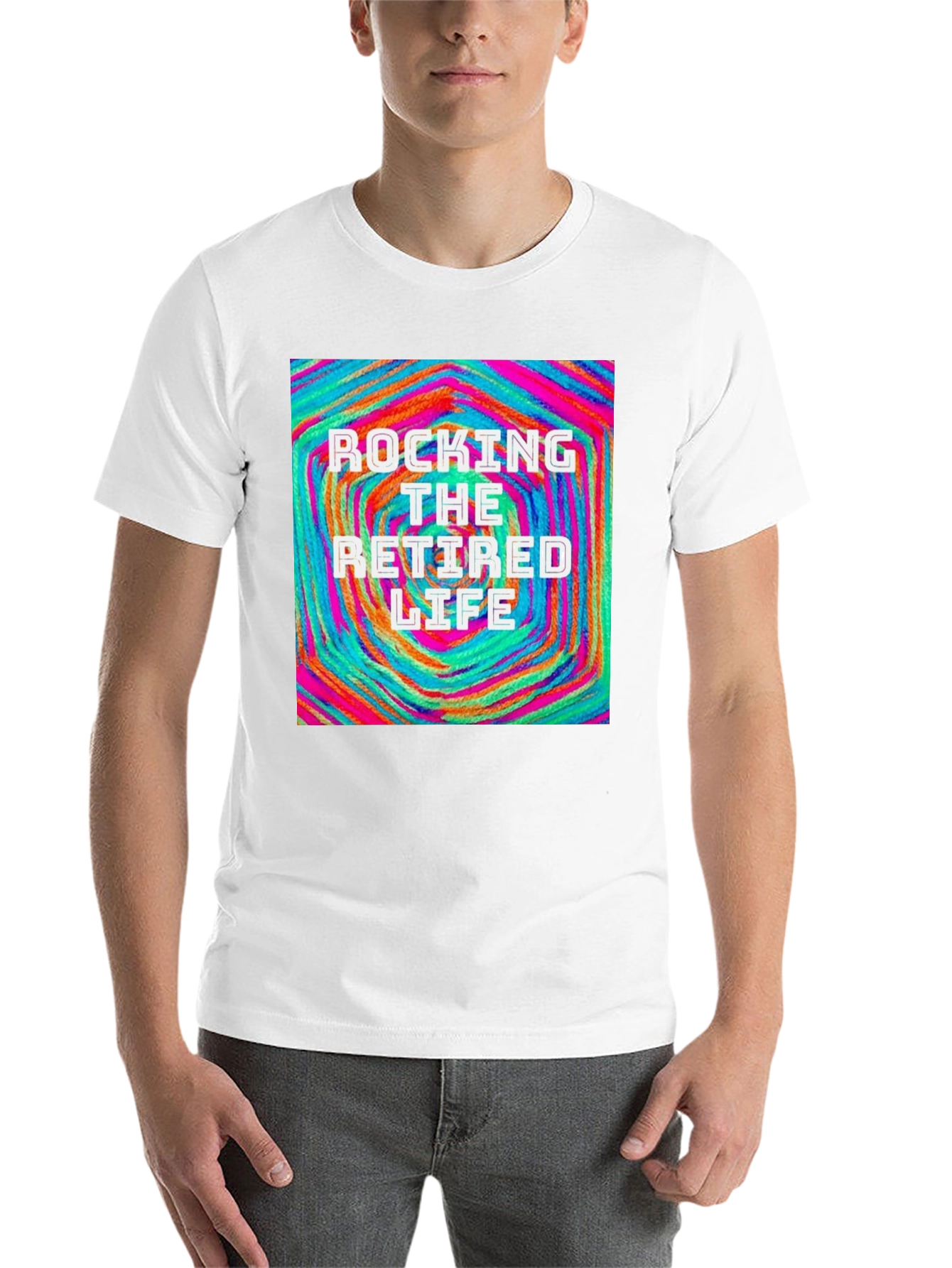 Black Rocking The Retired Life T-Shirt - Colorful Design view 14