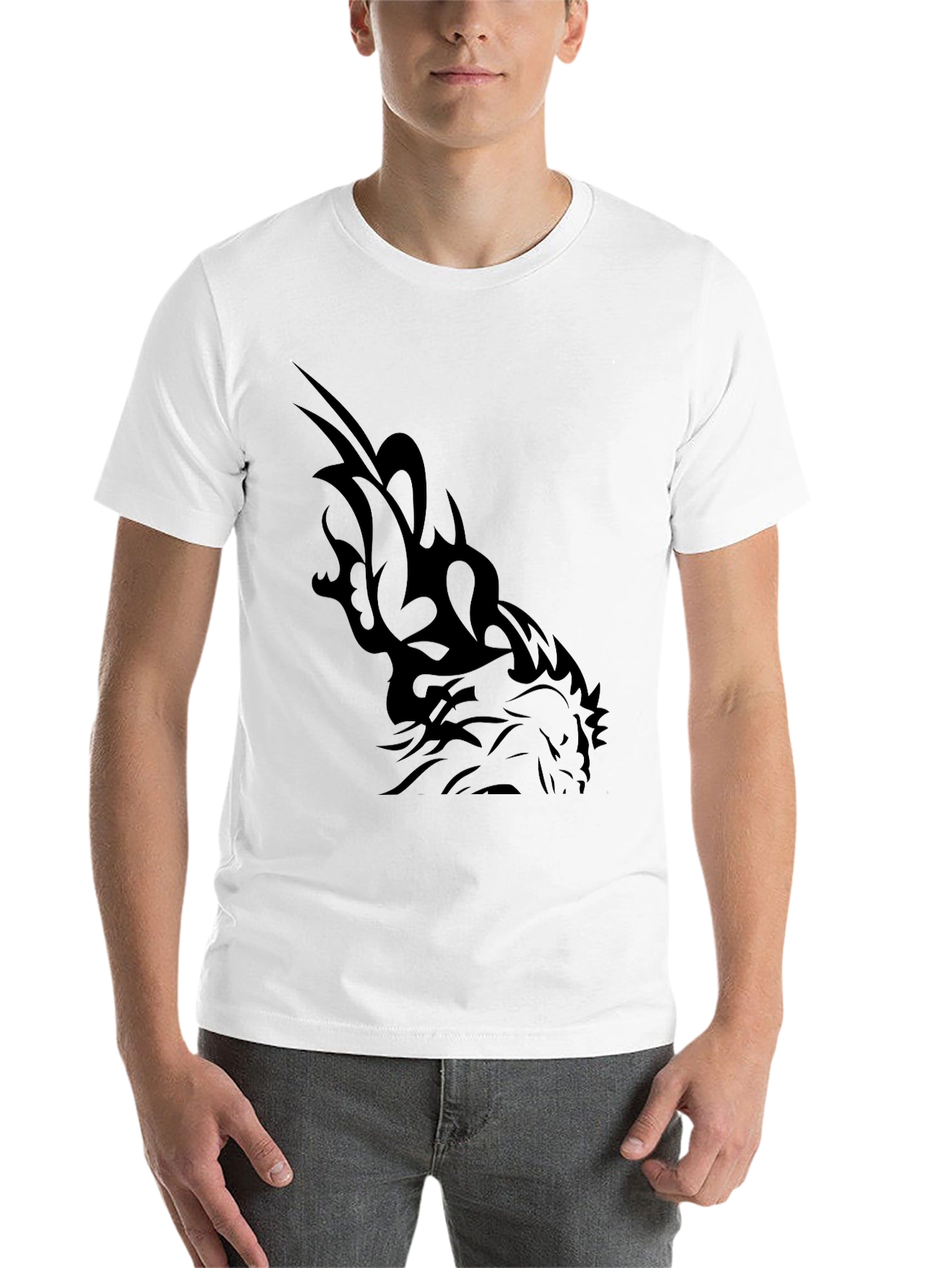 Black Tribal Dragon Graphic Tee - Men's Black T-Shirt view 14