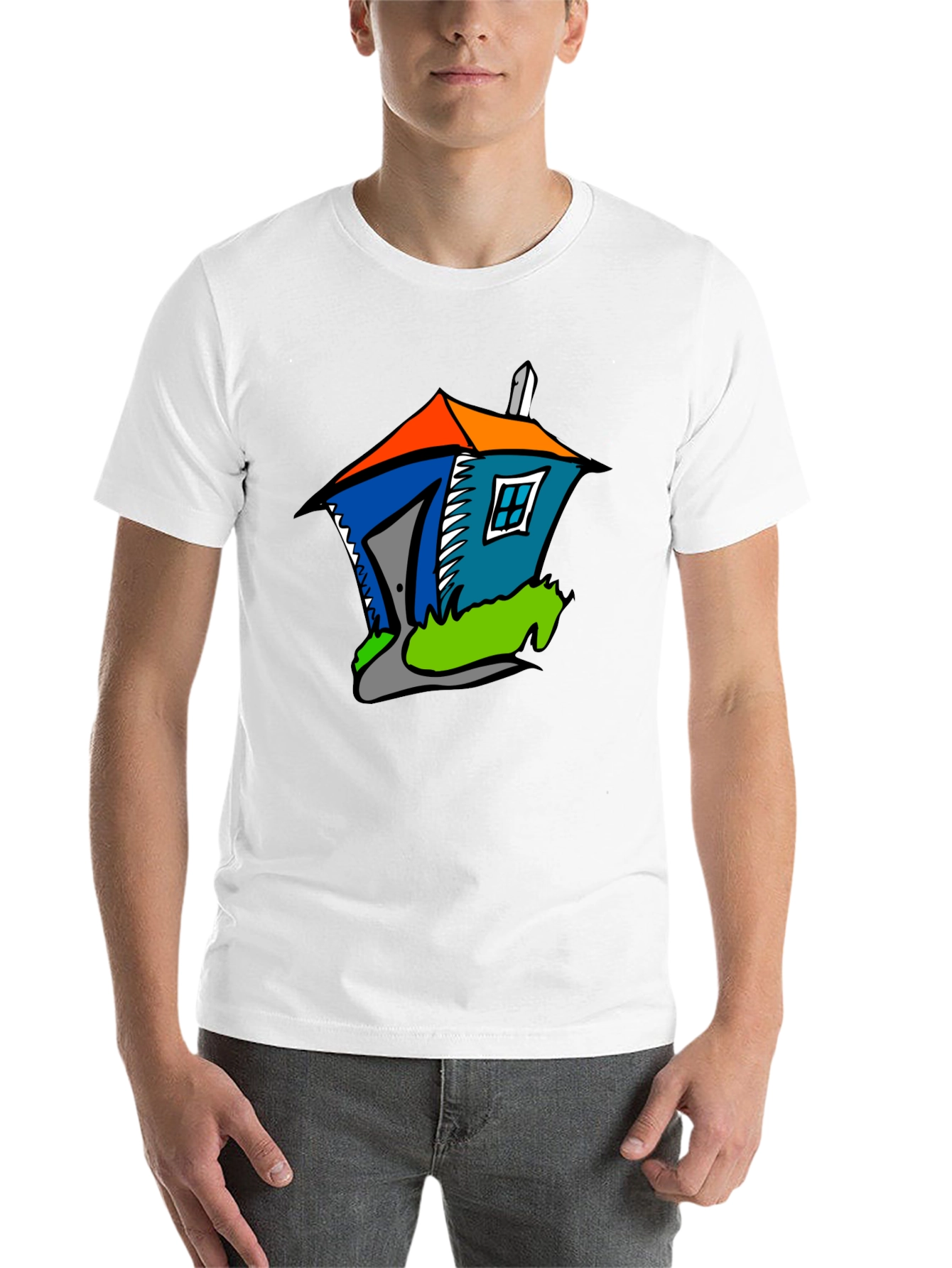 Black Cartoon House Graphic T-Shirt - Quirky Fun Style view 14