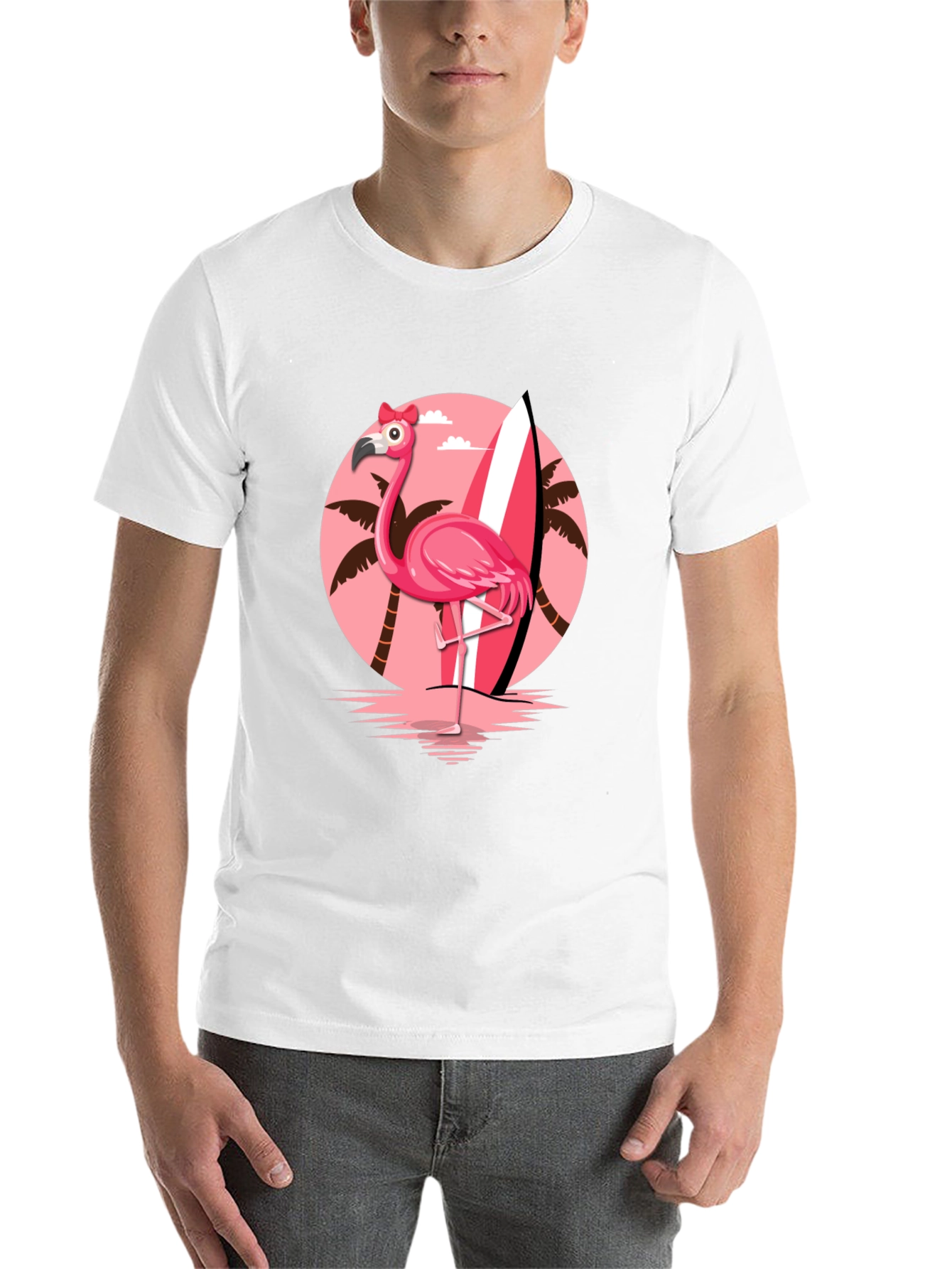 Black Flamingo Surf T-Shirt - Tropical Summer Tee view 14
