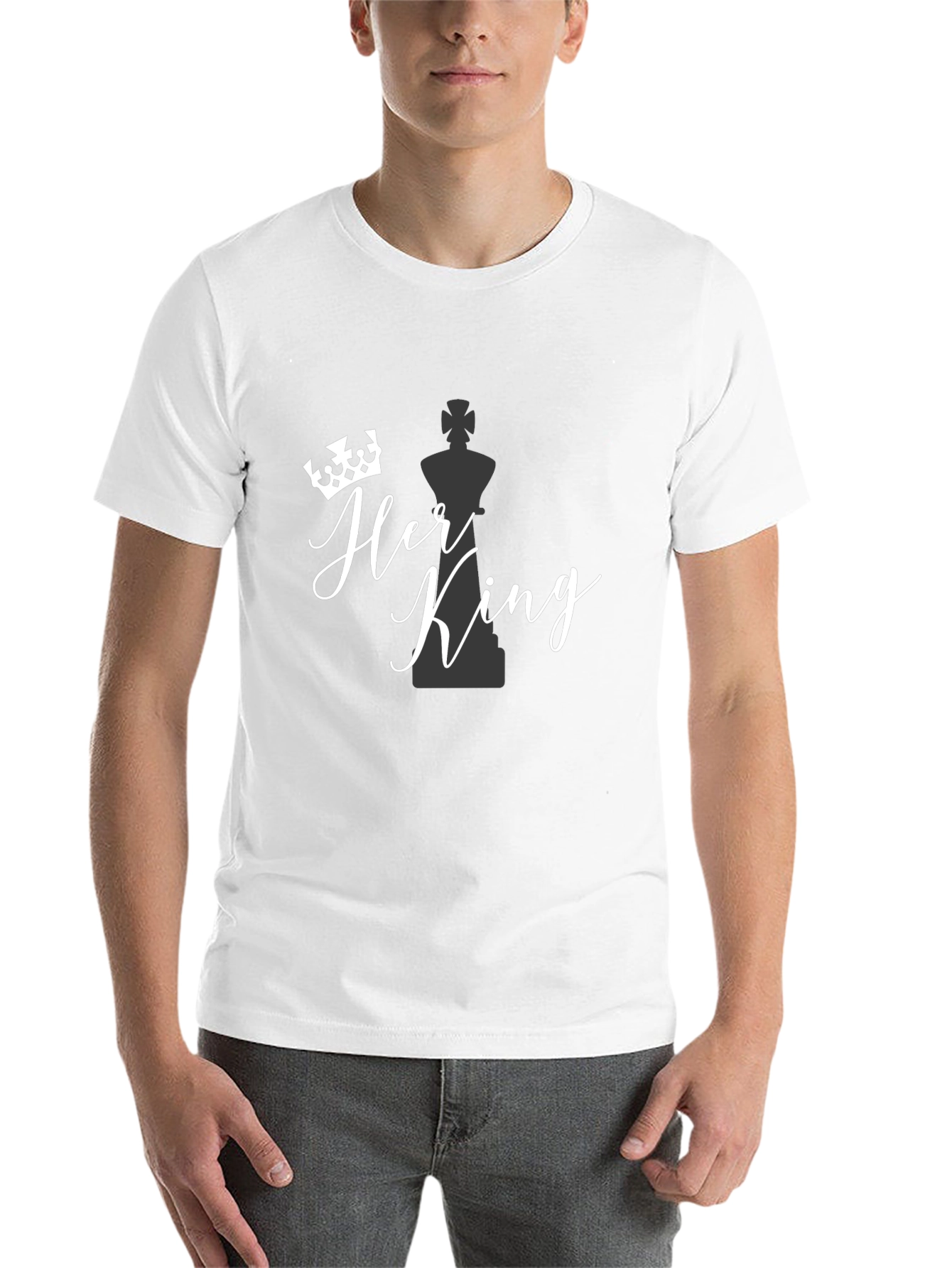 Black Her King Graphic T-Shirt - Novelty Tee for Couples view 14