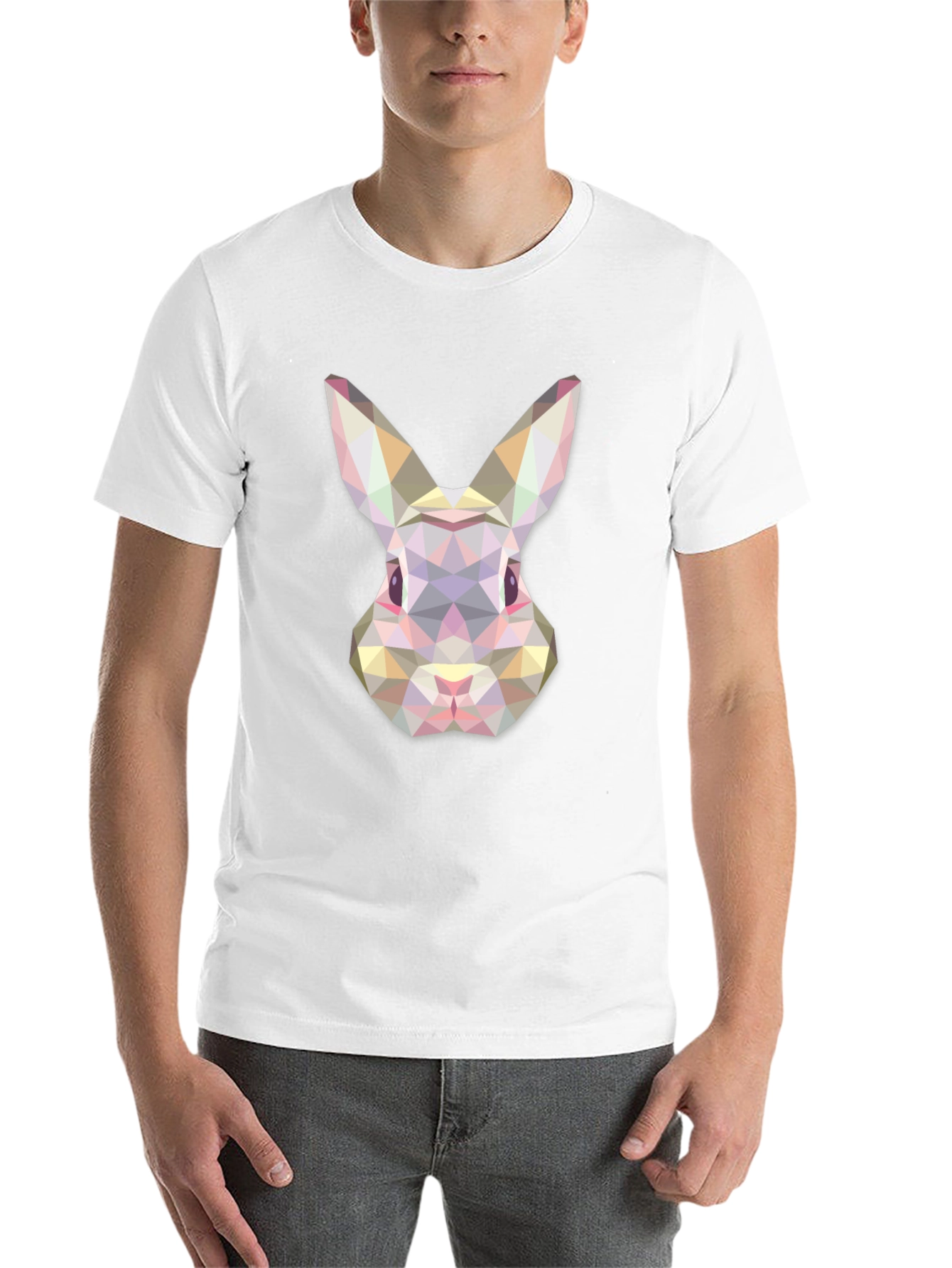 Black Geometric Rabbit Graphic Tee - Modern Unisex T-Shirt view 14