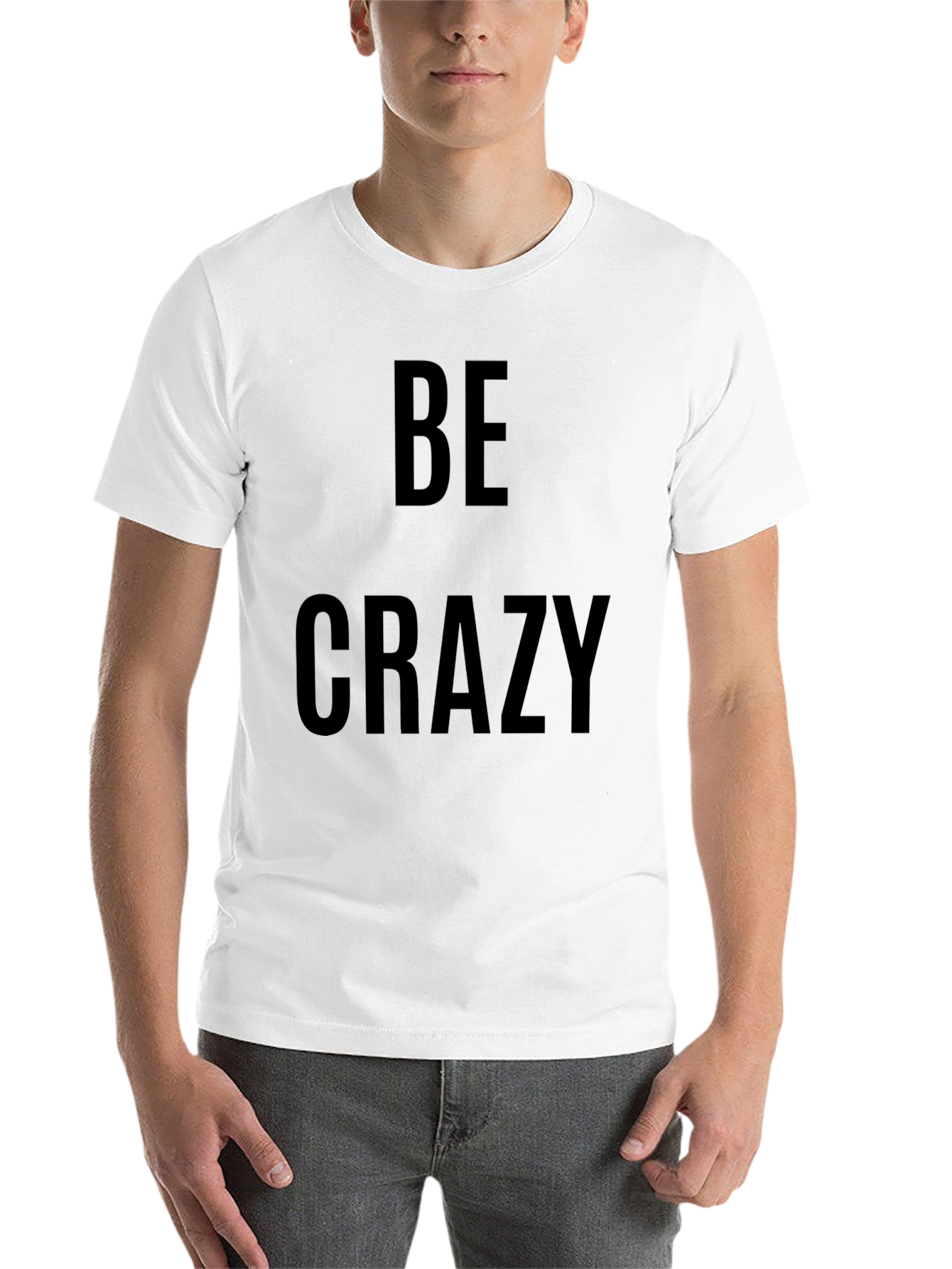 Black Be Crazy Graphic Tee - Trendy Crew Neck T-Shirt view 14