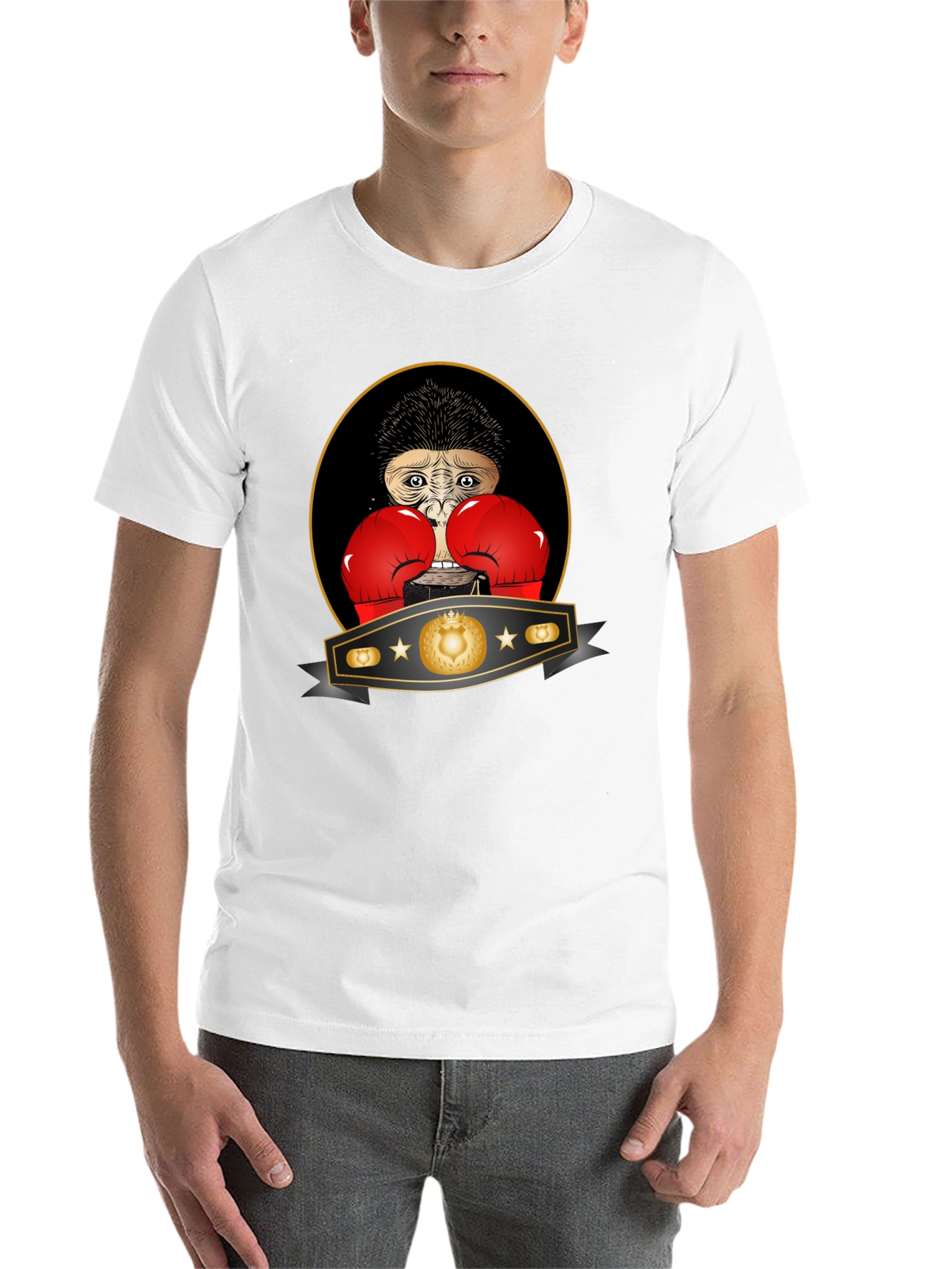 Black Boxing Monkey T-Shirt: Champion Style, Funny Graphic Tee view 14