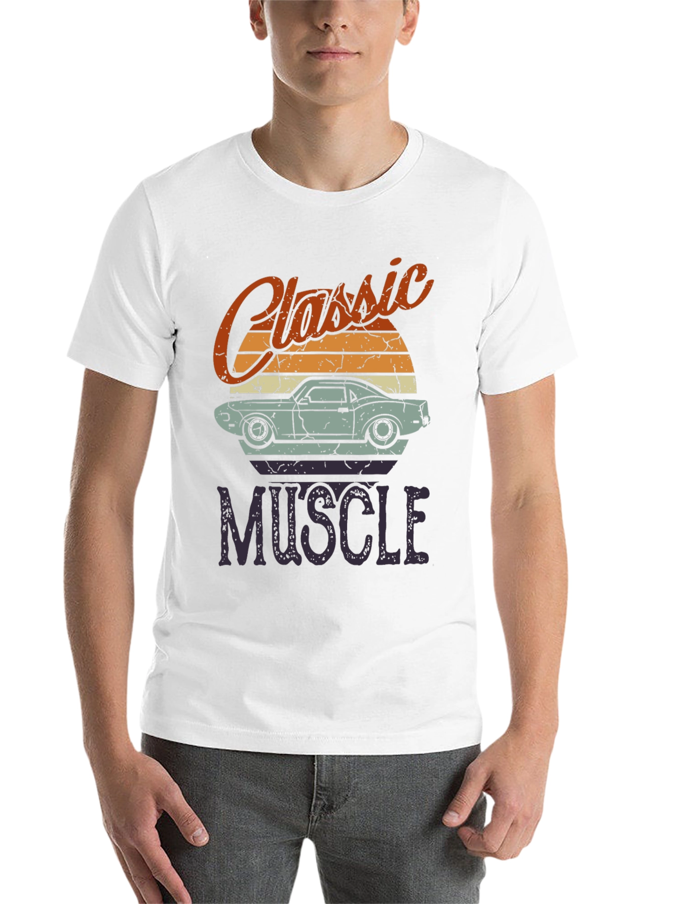 Black Classic Muscle Car Graphic T-Shirt view 14