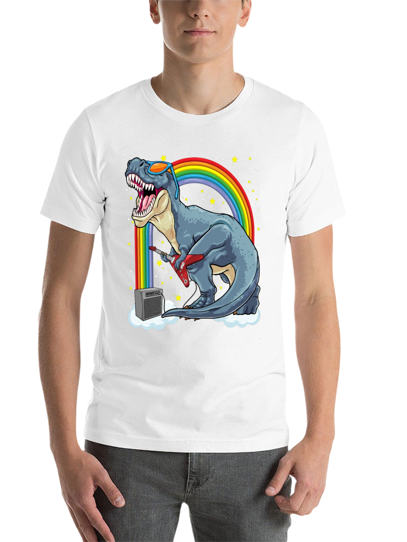 Black Dino Guitarist T-Shirt - Rock 'n' Roll Dinosaur! view 14