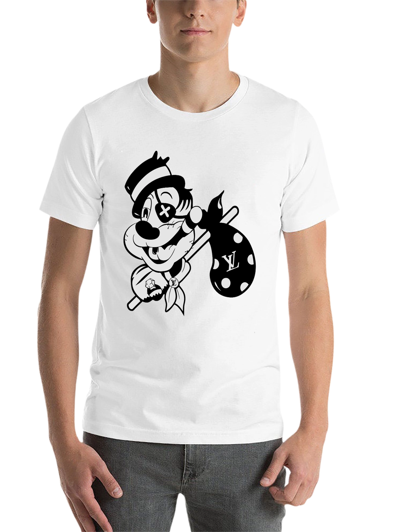 Black Cartoon Hobo Graphic Black T-Shirt view 14