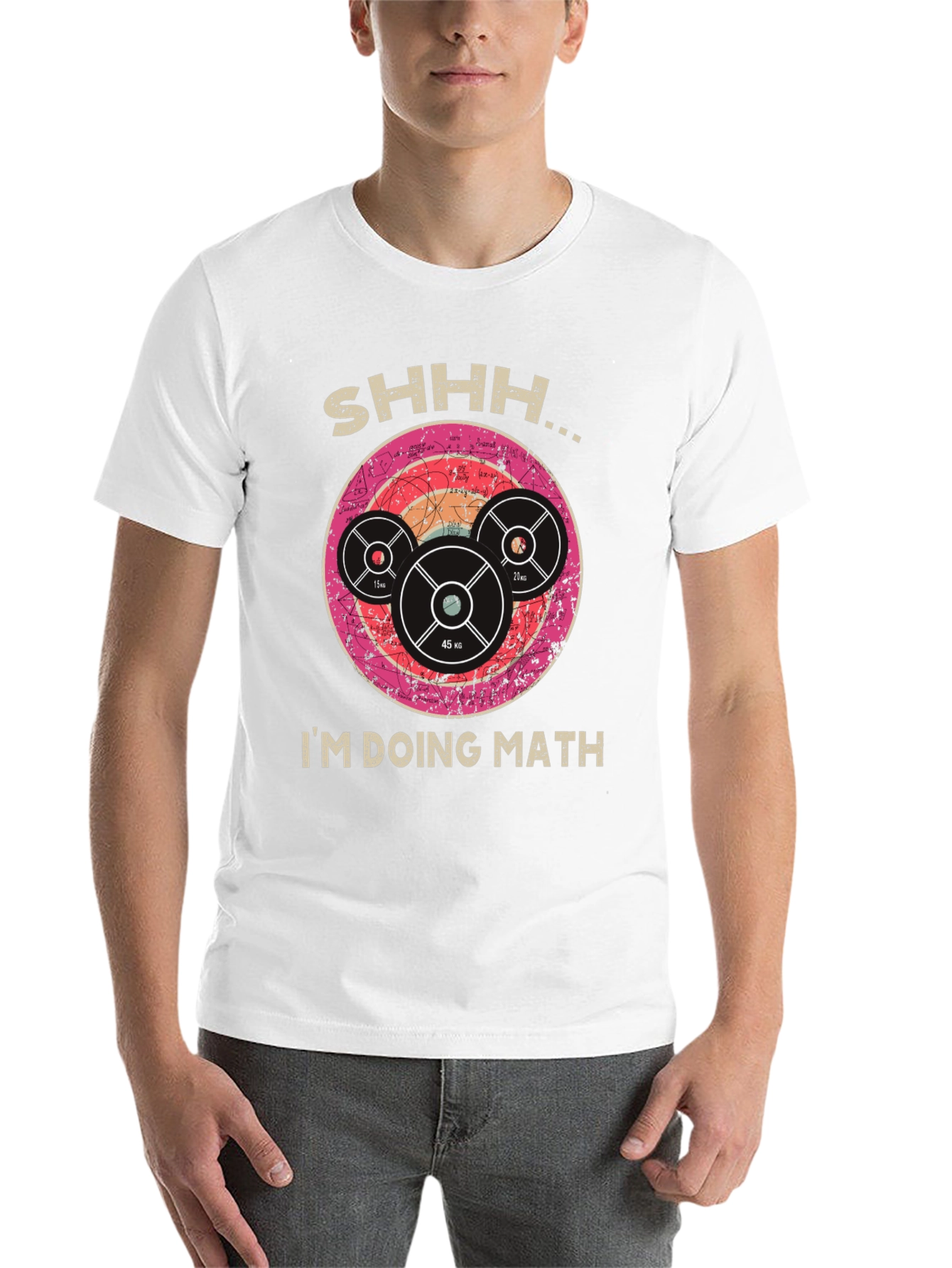 Black Shhh I'm Doing Math Gym Weightlifting T-Shirt view 14