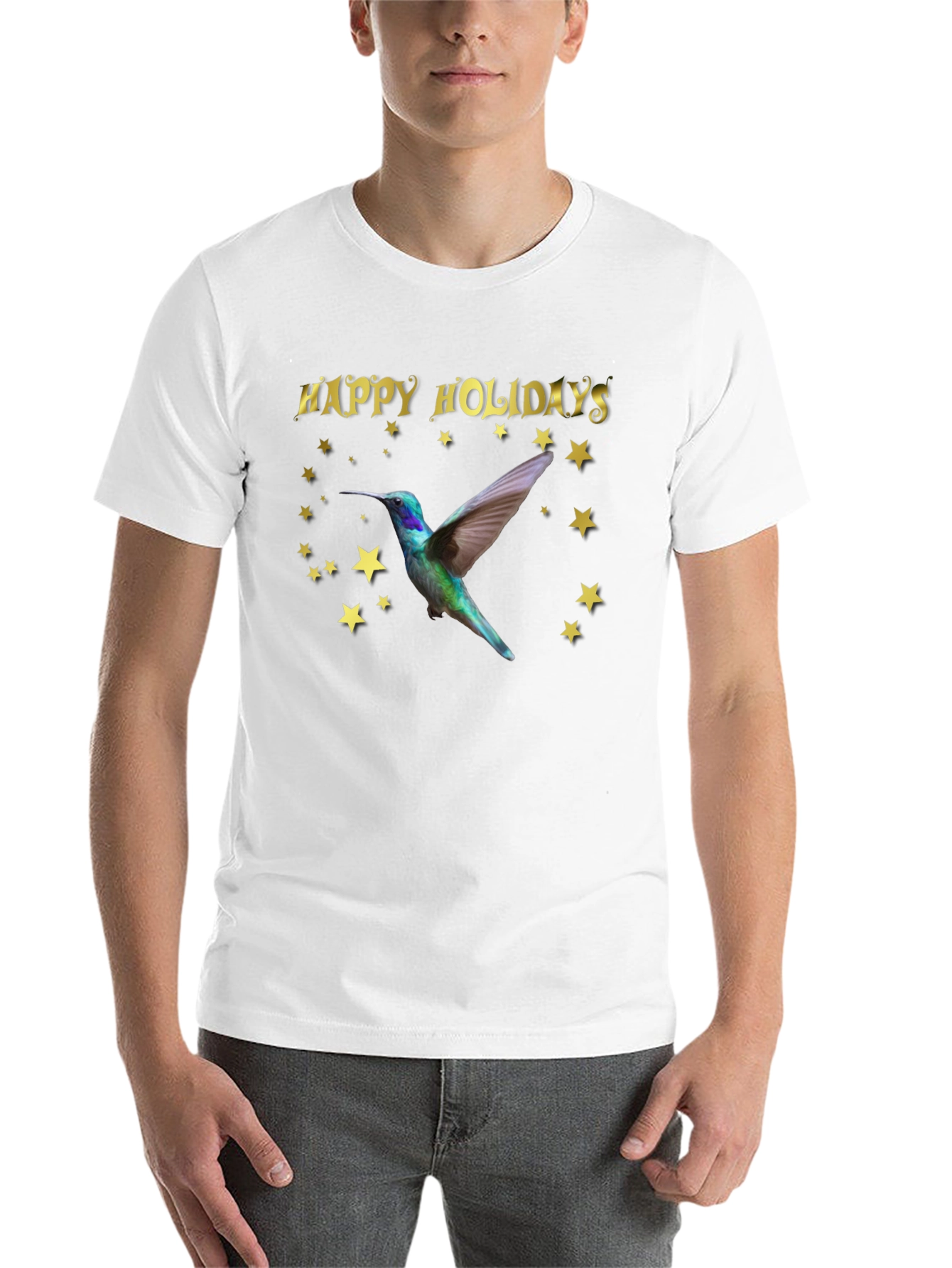 Black Happy Holidays Hummingbird Black T-Shirt view 14