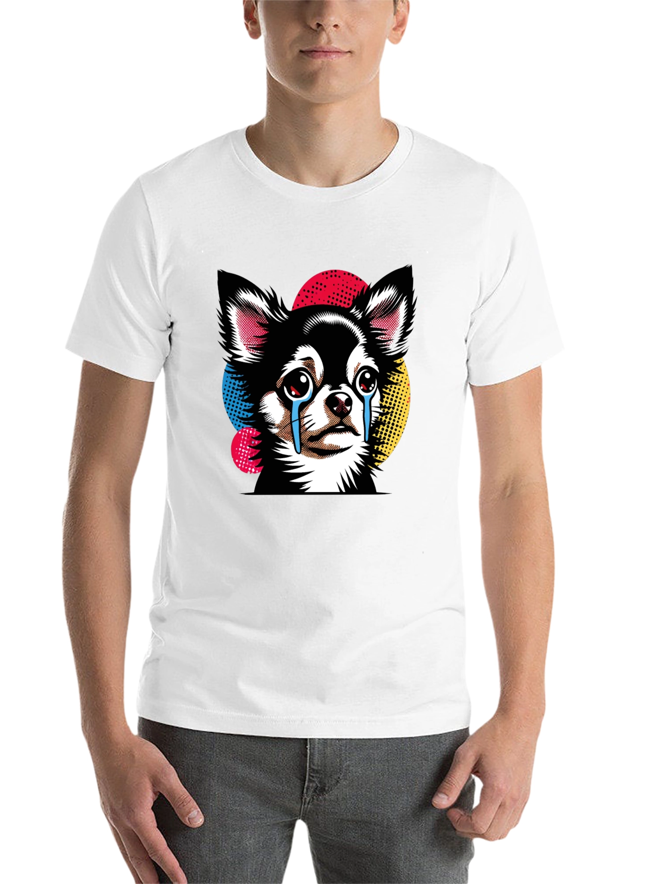Black Crying Chihuahua Graphic Tee - Black Cotton T-Shirt view 14