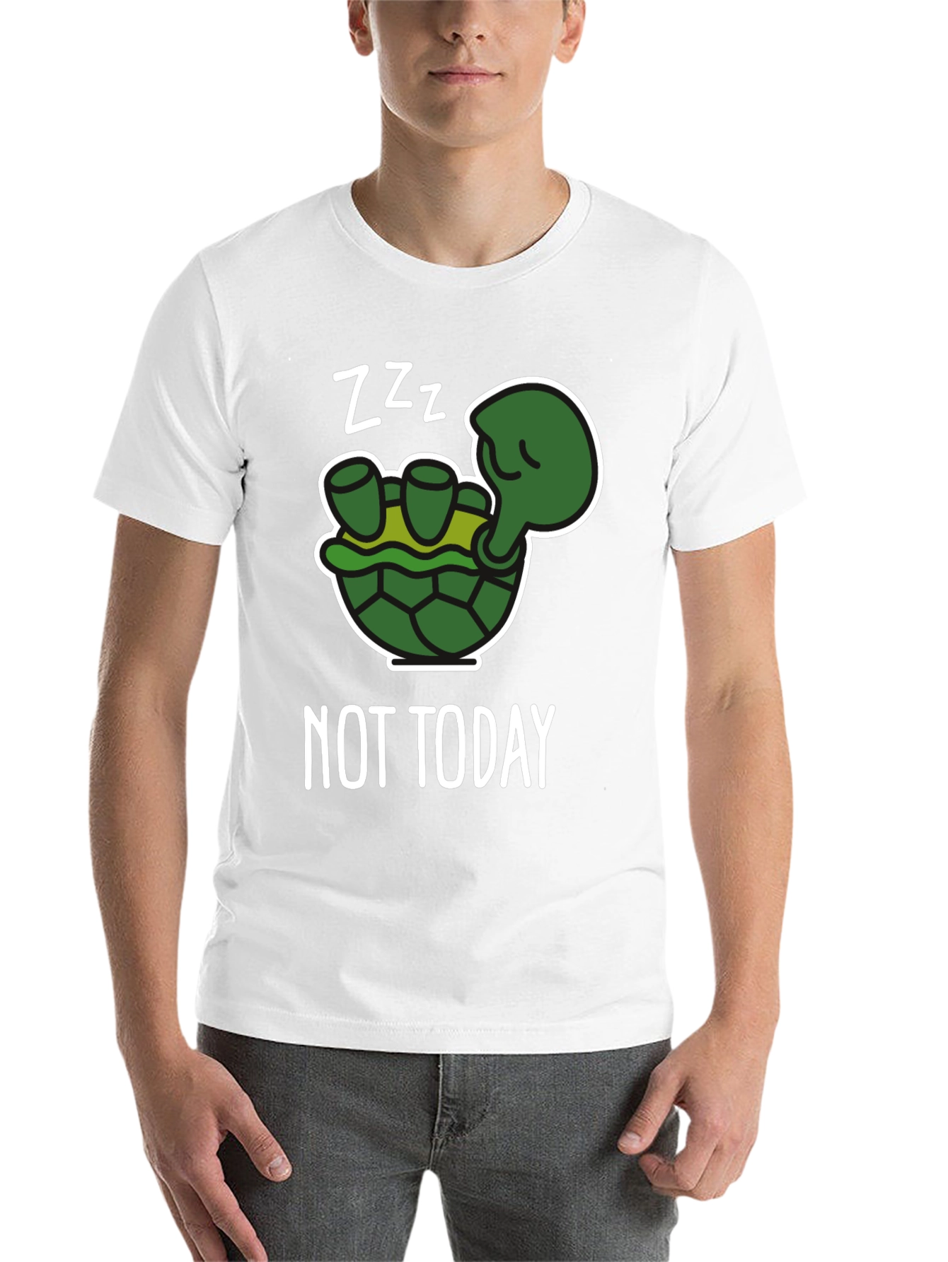 Black Funny Turtle "Not Today" Graphic T-Shirt view 14