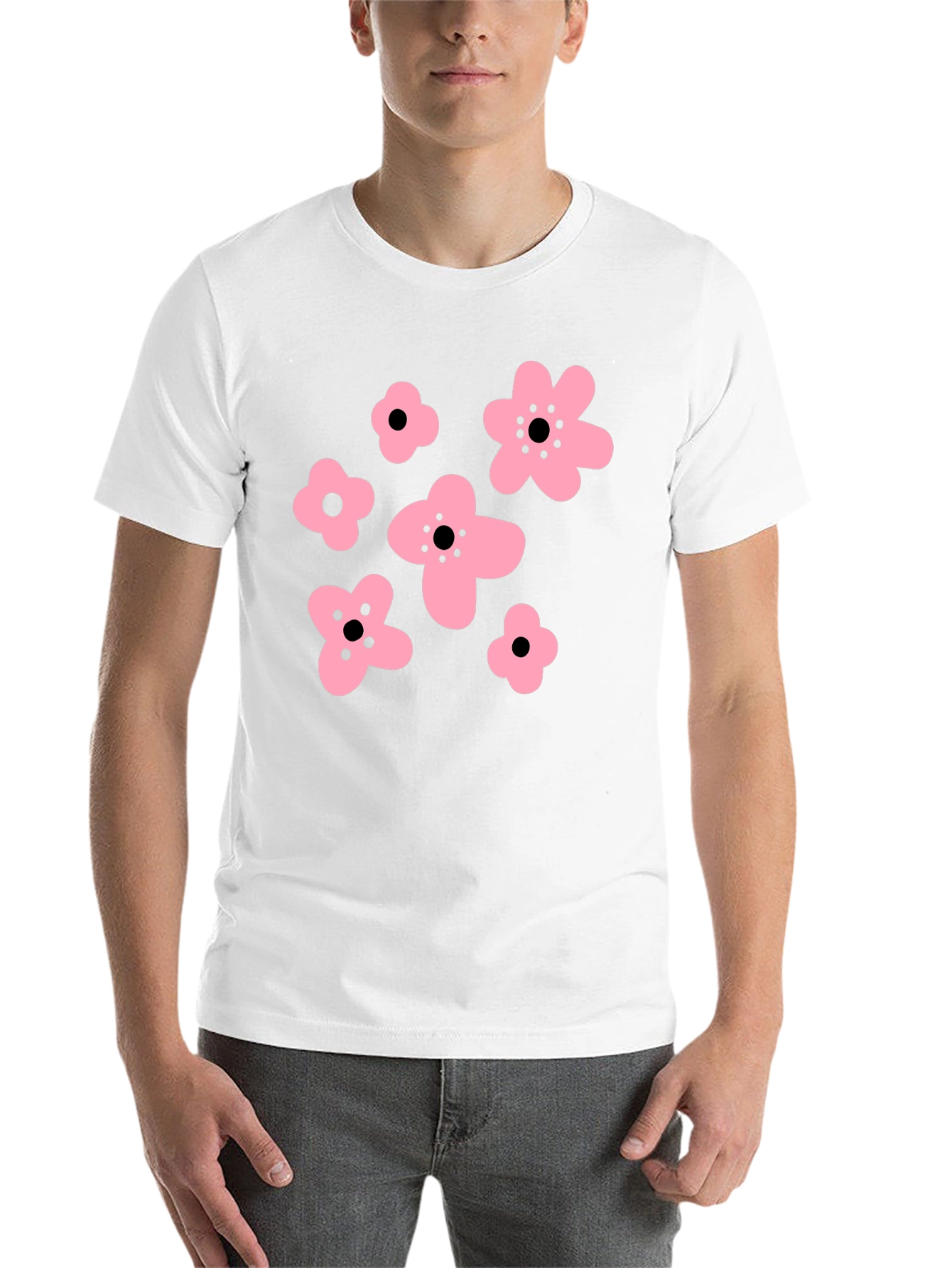 Black Pink Floral Graphic Black T-Shirt view 14