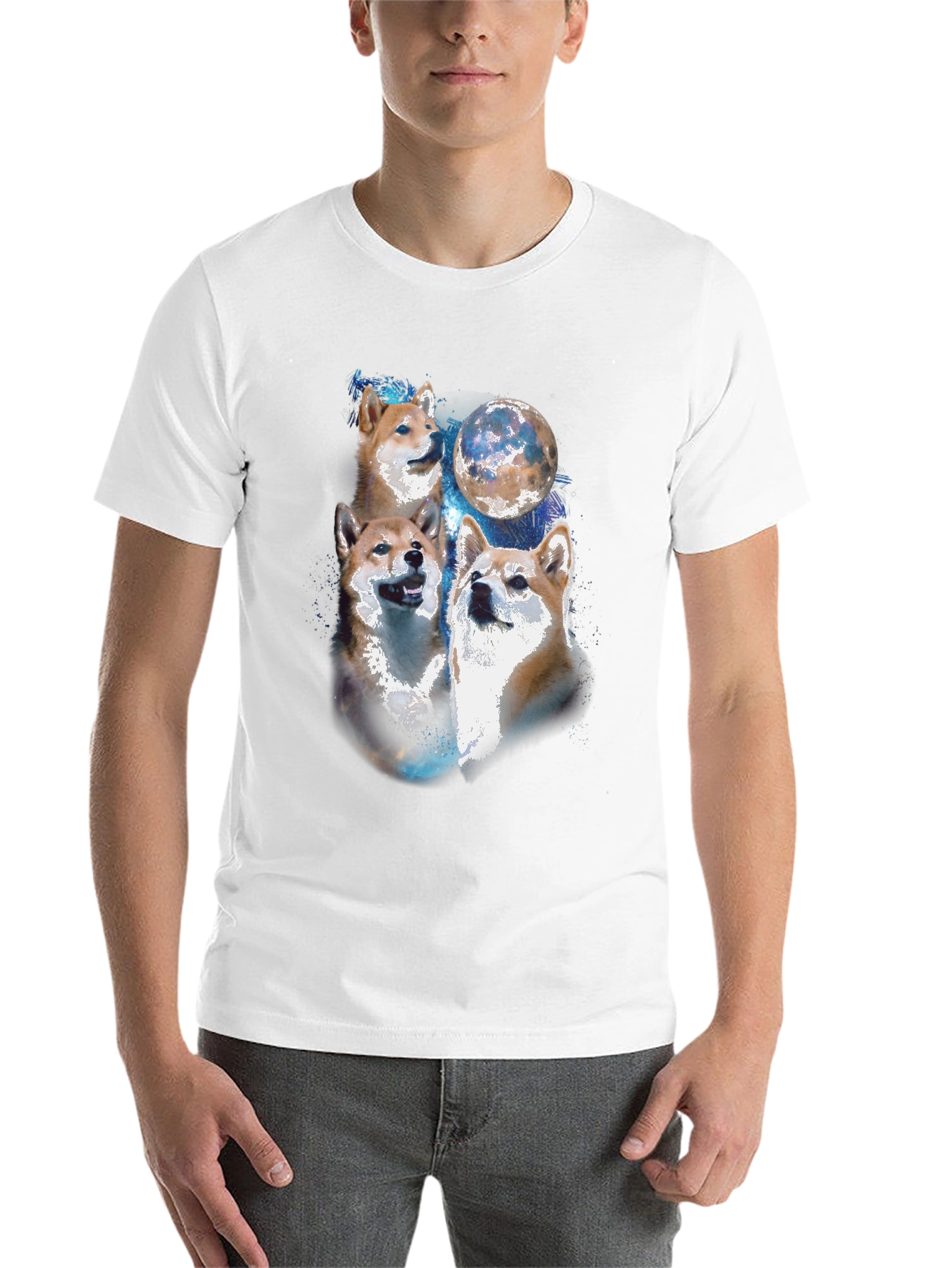 Black Shiba Inu Moon Black T-Shirt view 14