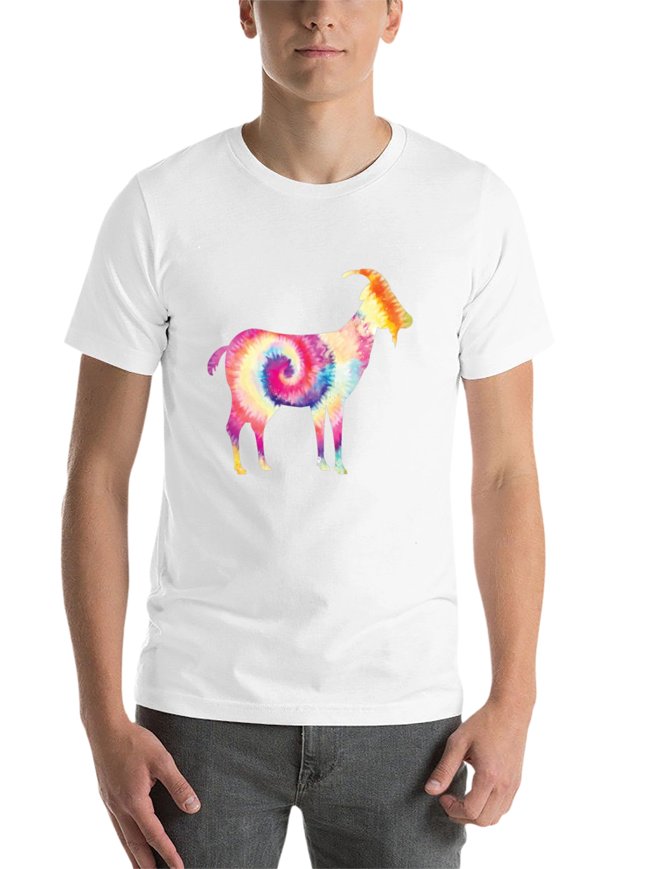 Black Tie-Dye Goat Graphic Tee - Black Cotton view 14